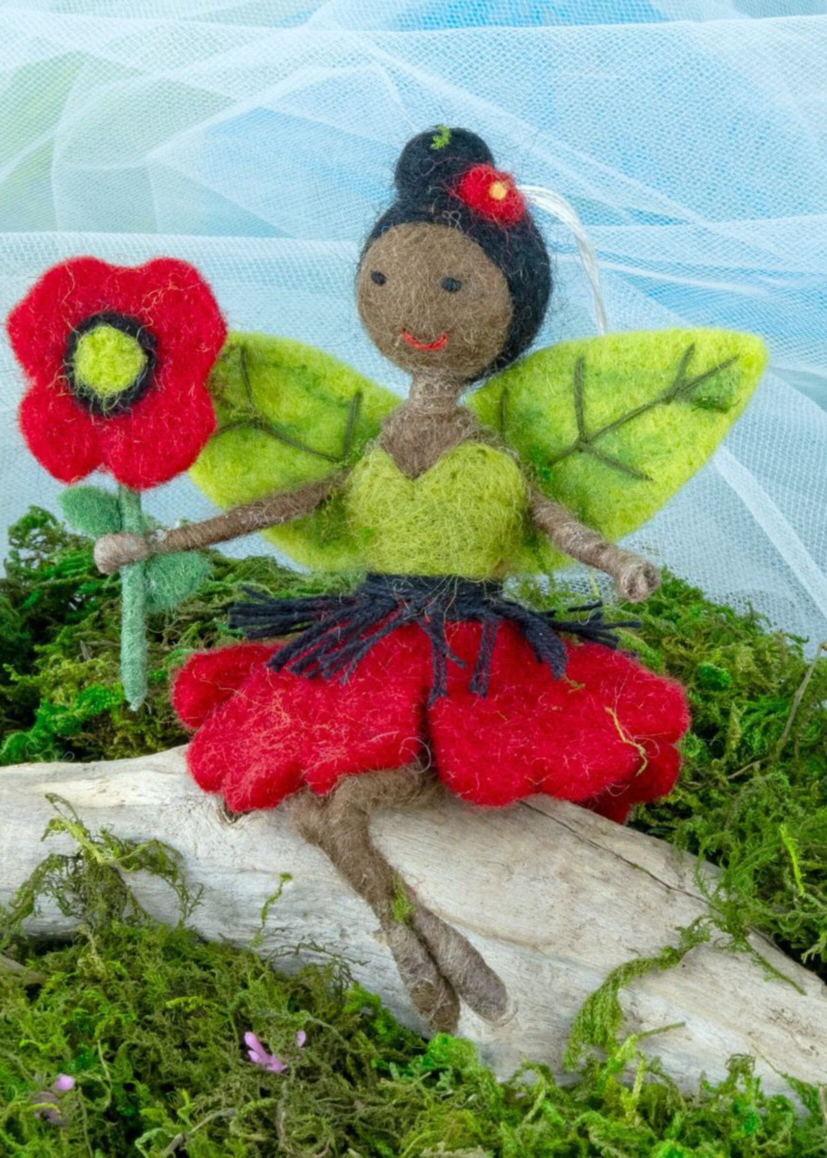 dZi Poppy Flower Fairy Felt Ornament