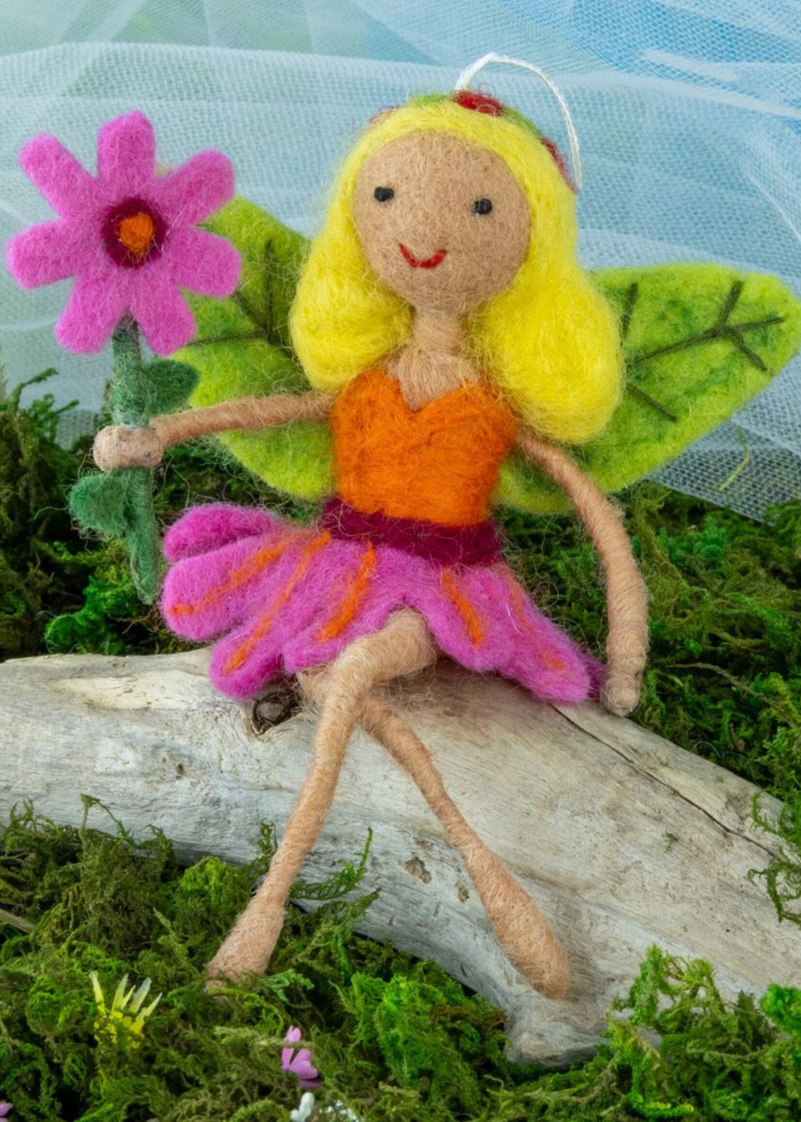 dZi Cosmos Flower Fairy Felt Ornament