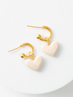 Noonday Gold Convertible Marble Heart Huggie Earrings