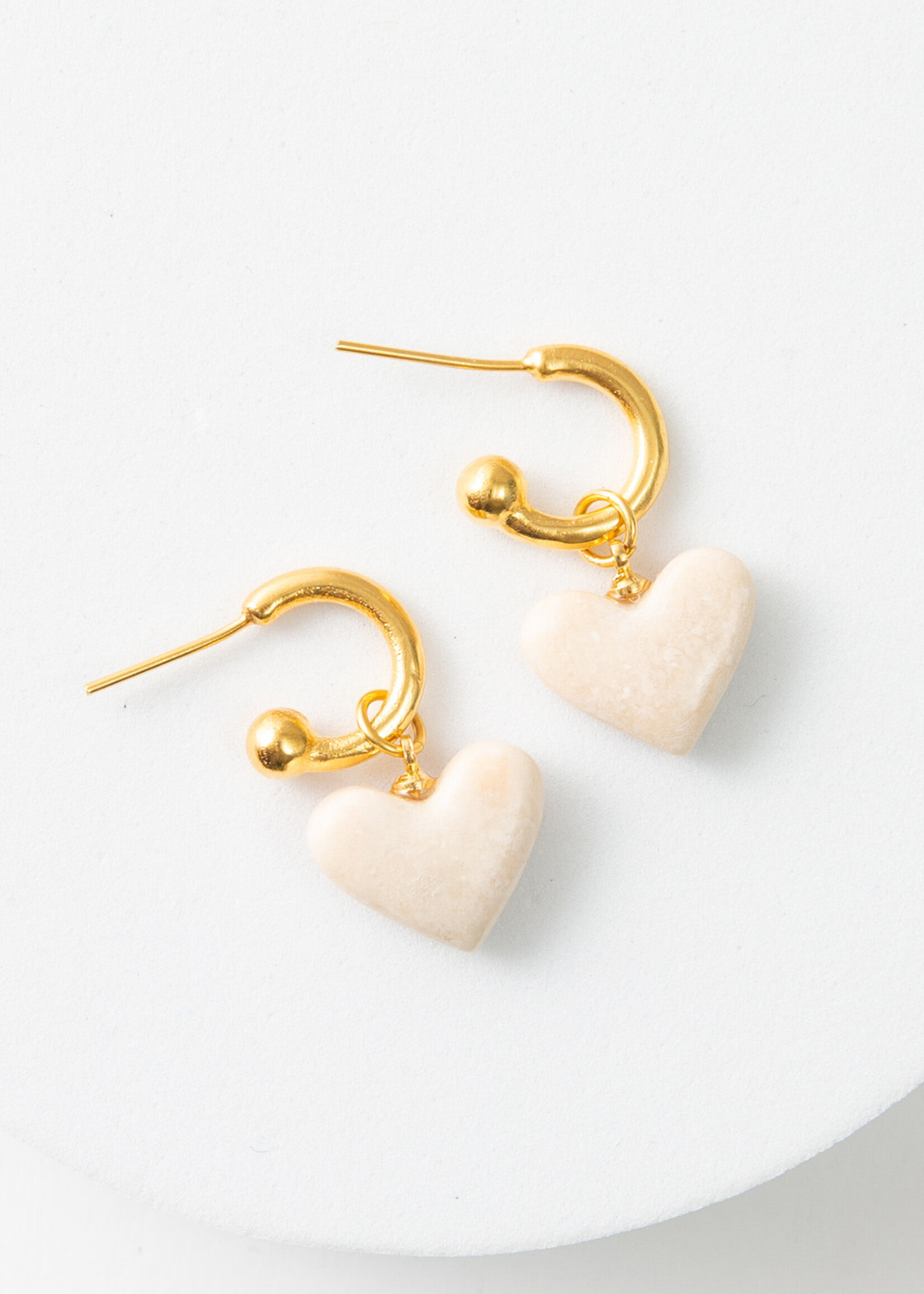 Noonday Gold Convertible Marble Heart Huggie Earrings [12k gold plated]