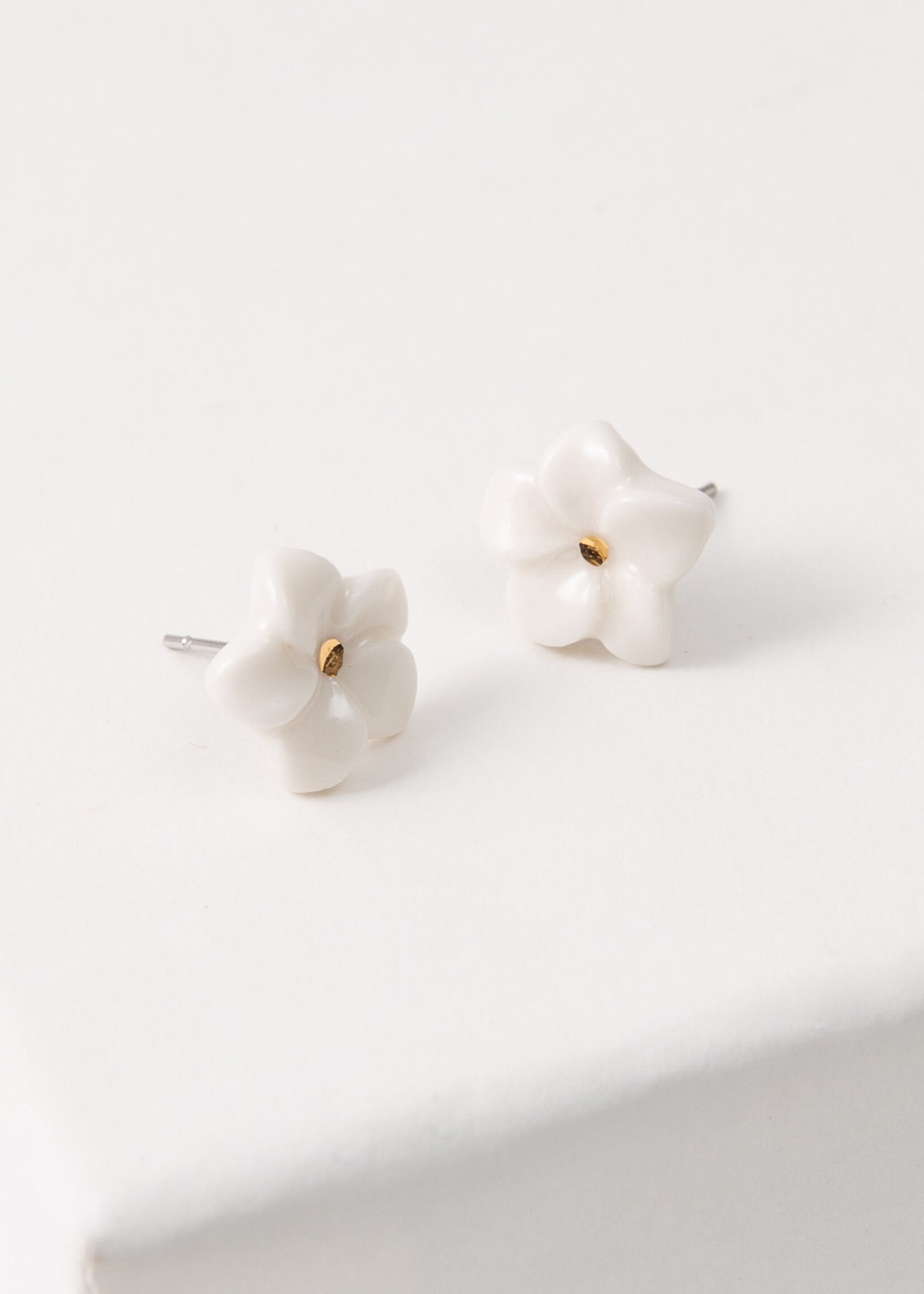 Noonday Porcelain Plumeria Stud Earrings