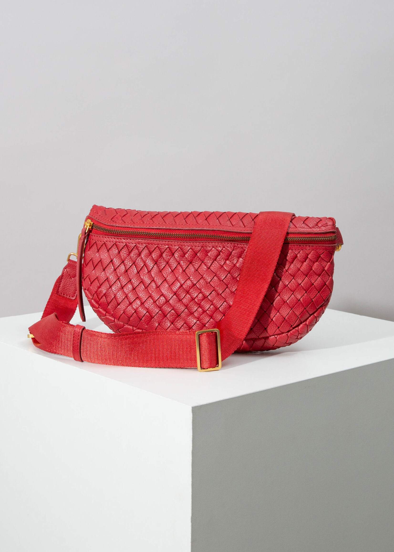 Noonday Red Essential Crossbody Purse - Woven Leather