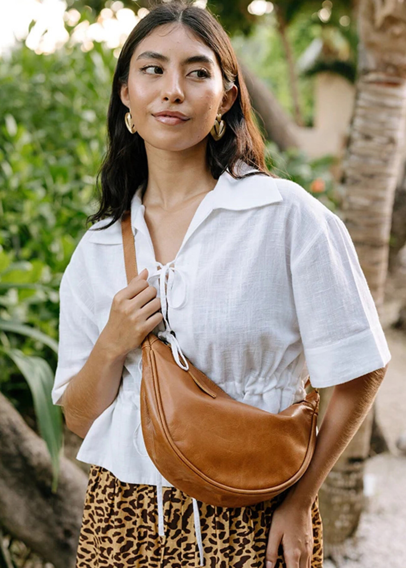 Noonday Leather Crescent Sling Purse