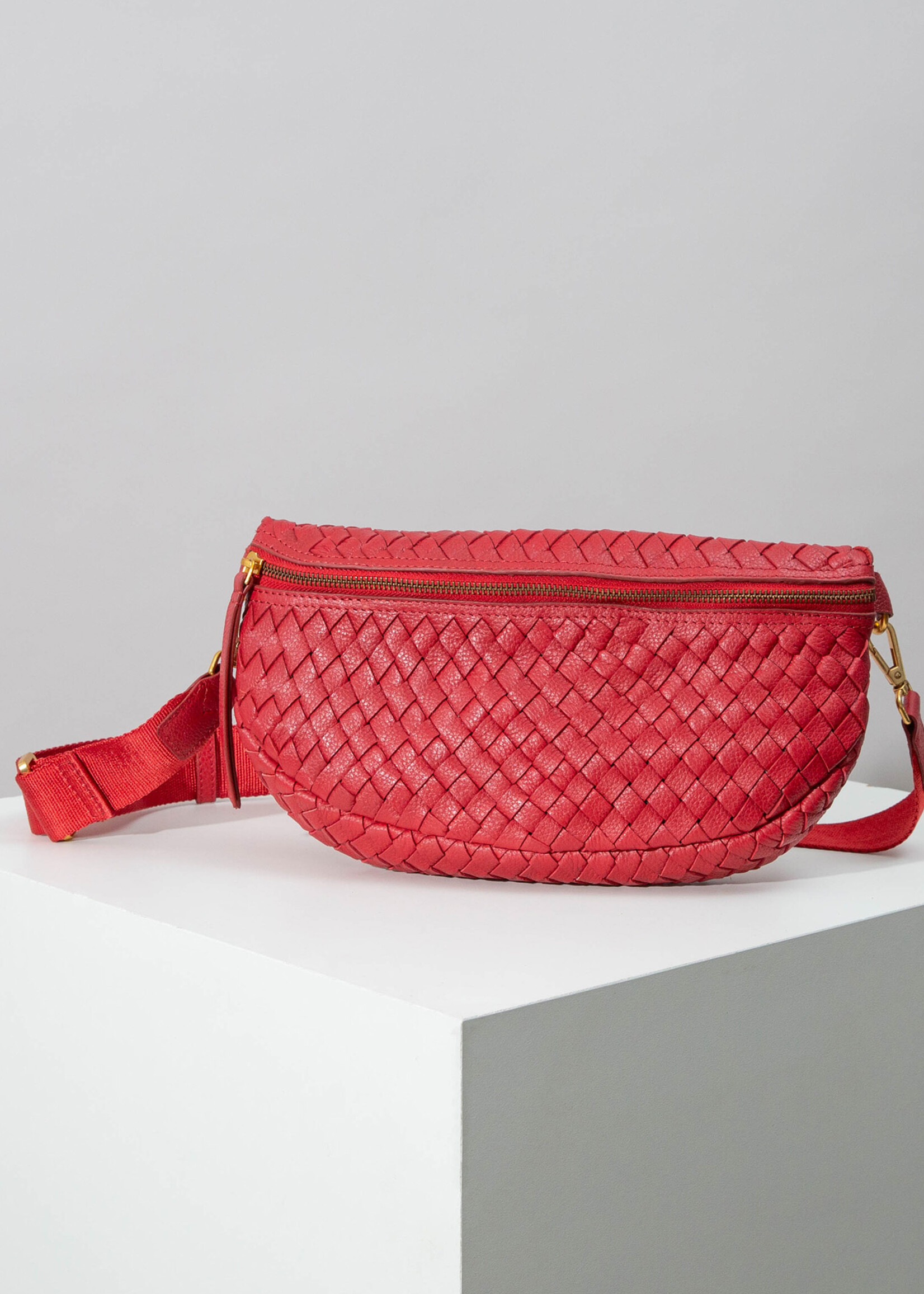 Noonday Red Essential Crossbody Purse - Woven Leather