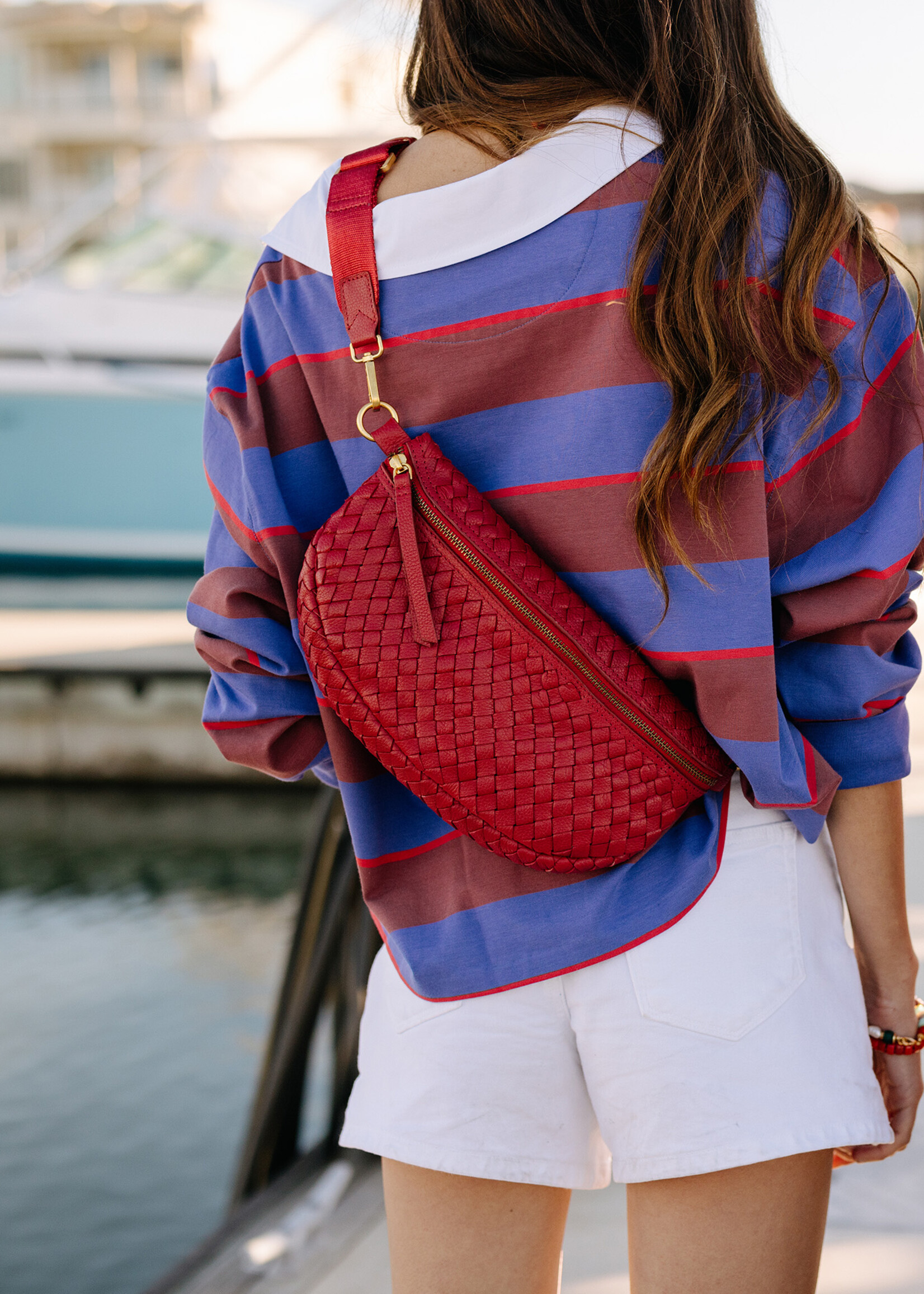 Noonday Red Essential Crossbody Purse - Woven Leather
