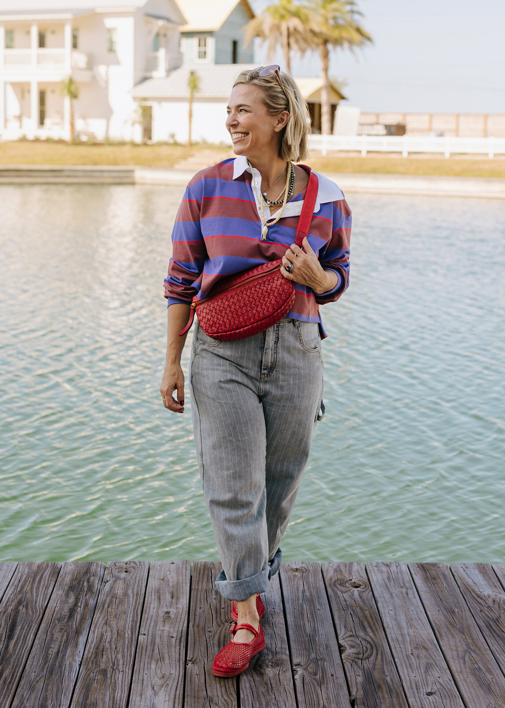 Noonday Red Essential Crossbody Purse - Woven Leather