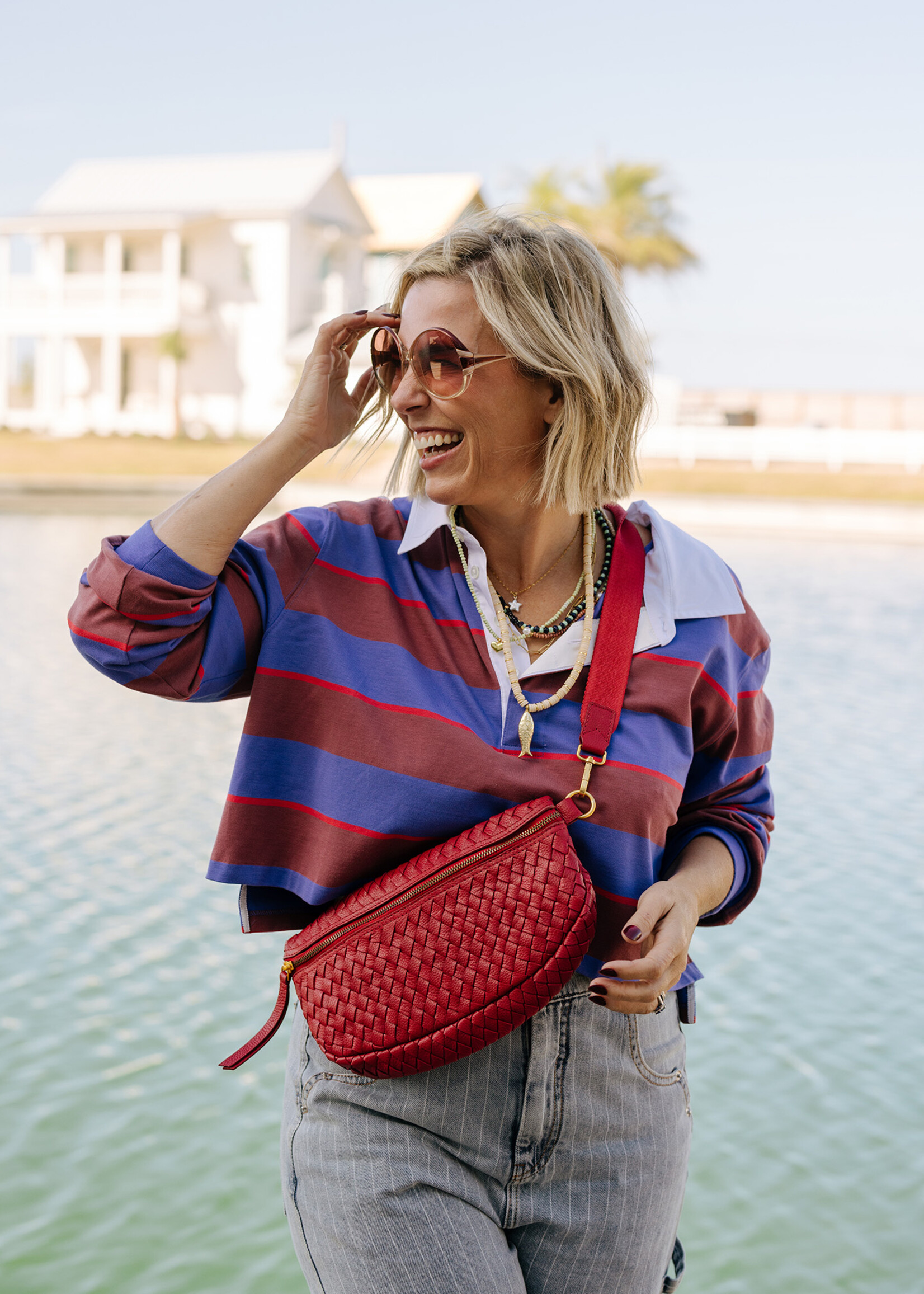 Noonday Red Essential Crossbody Purse - Woven Leather