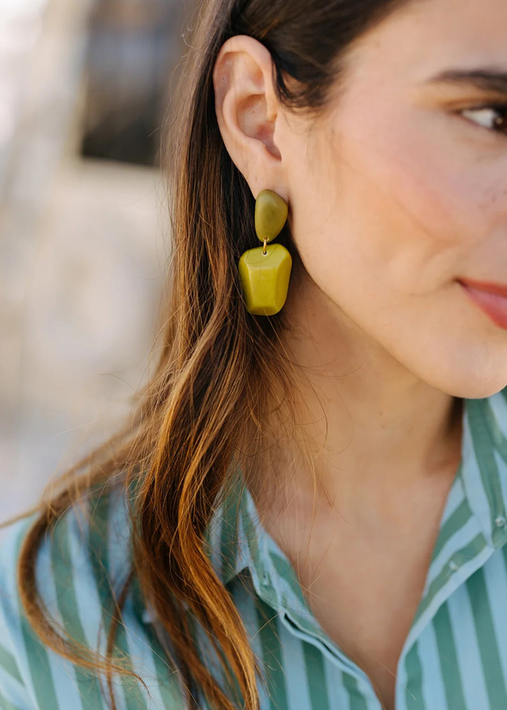 Noonday Kiwi Geo Earrings