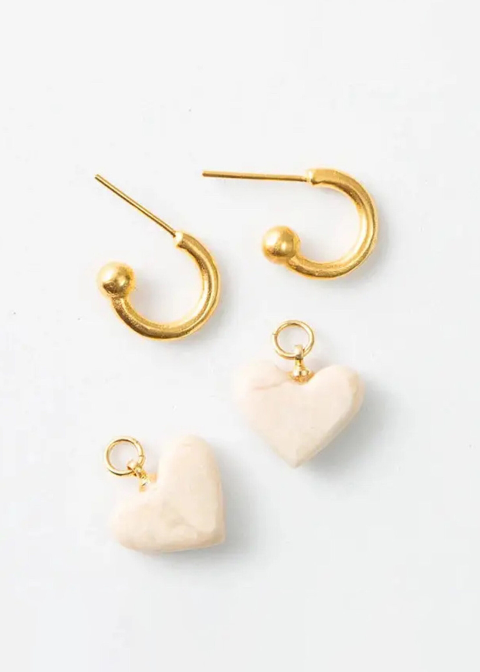 Noonday Gold Convertible Marble Heart Huggie Earrings [12k gold plated]