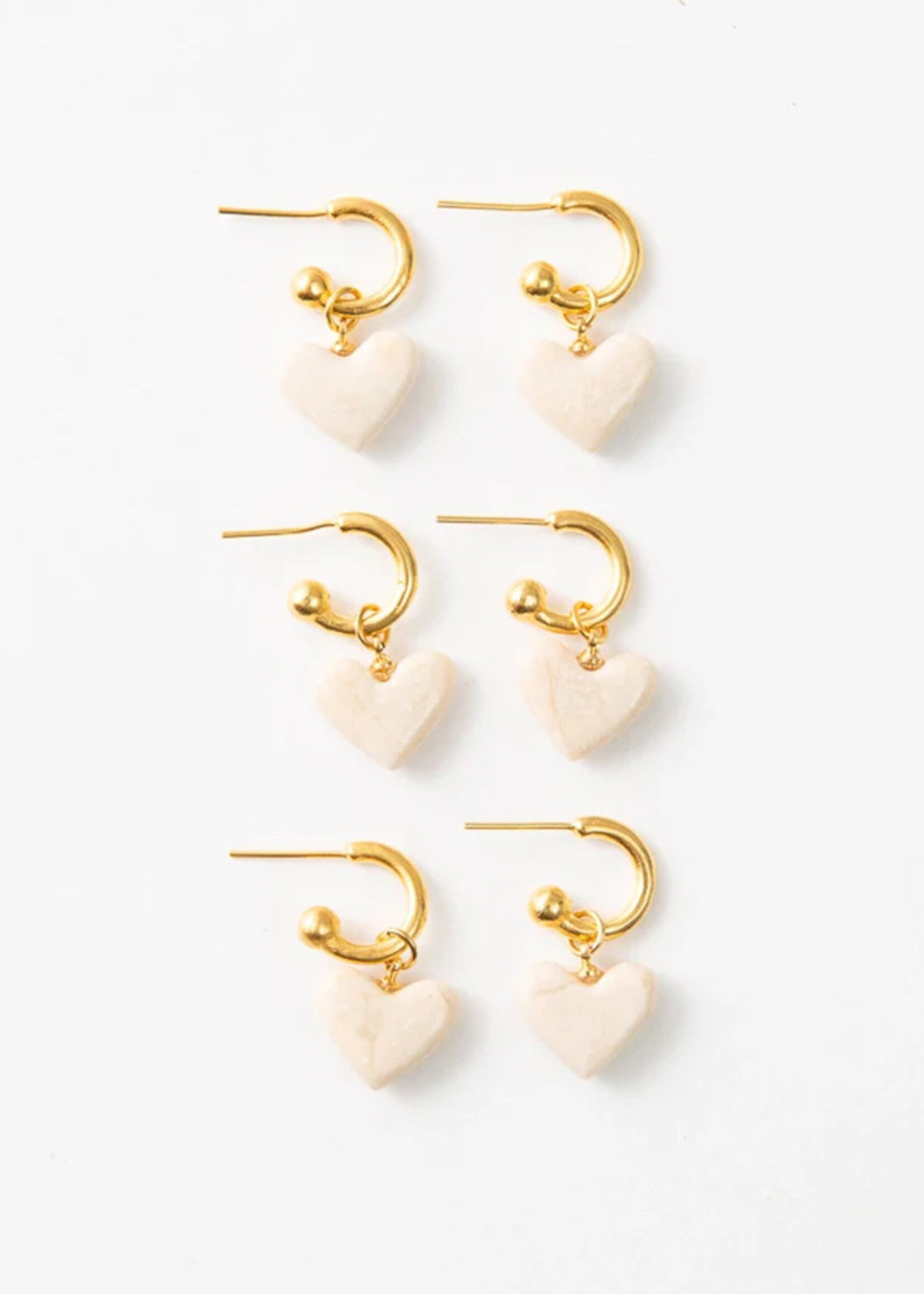 Noonday Gold Convertible Marble Heart Huggie Earrings [12k gold plated]
