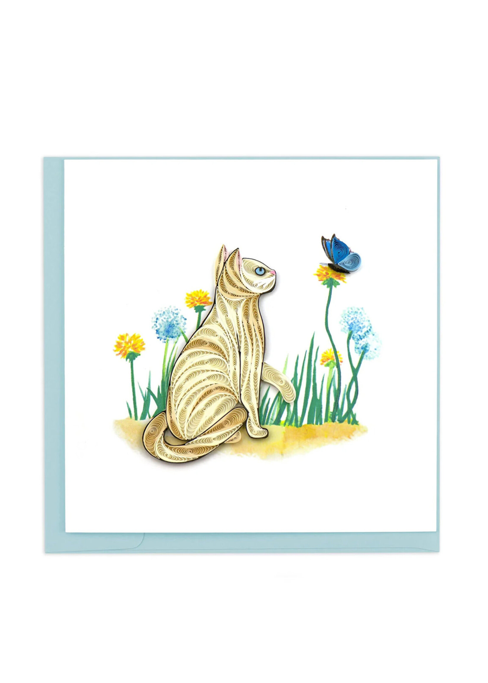 Quilling Cards White Cat & Butterfly Quilling Card