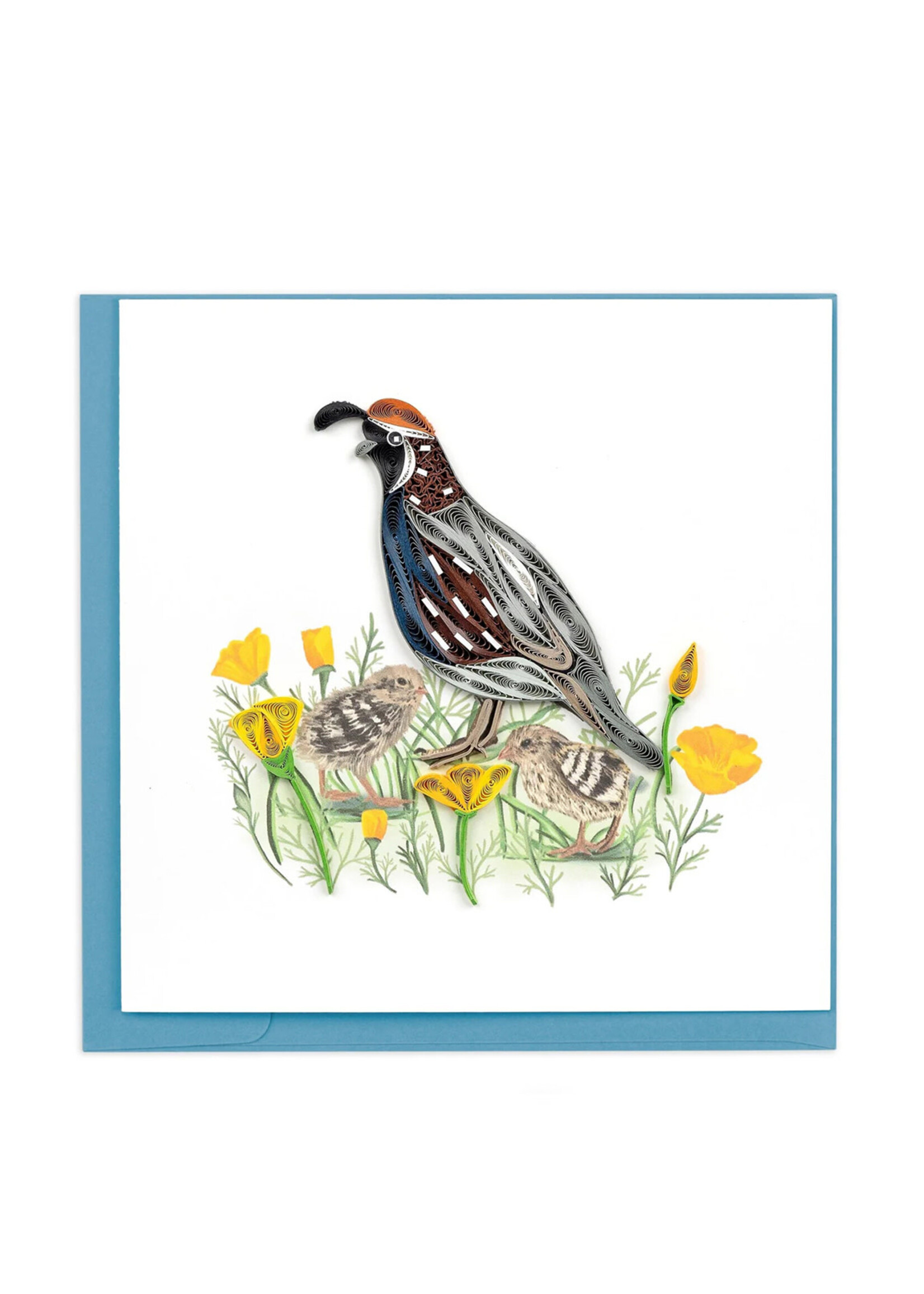 Quilling Cards Quail with Chicks & Poppies Quilling Card
