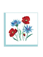 Quilling Cards Blue Cornflower & Poppies Quilling Card