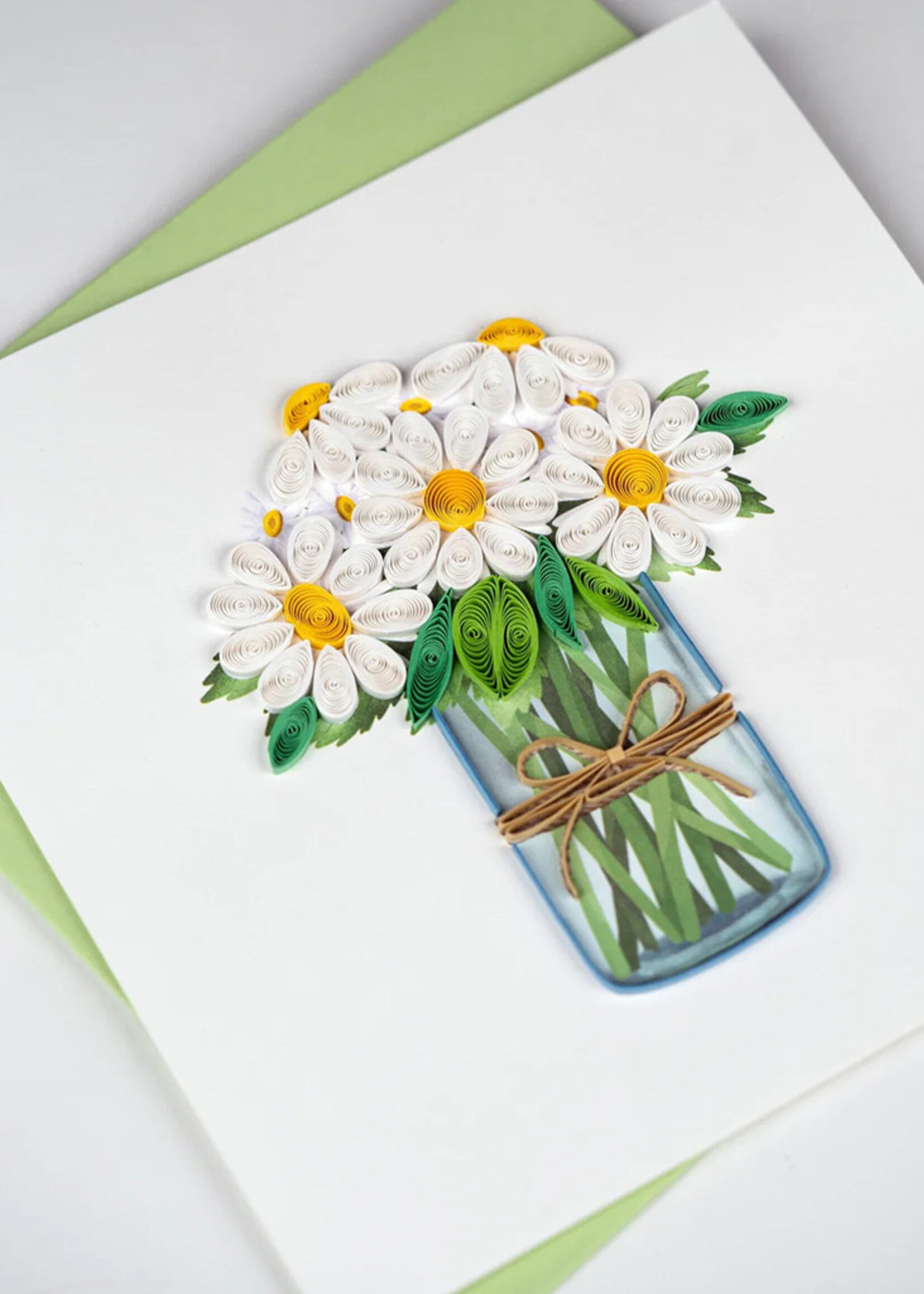 Quilling Cards White Daisies in Jar Quilling Card
