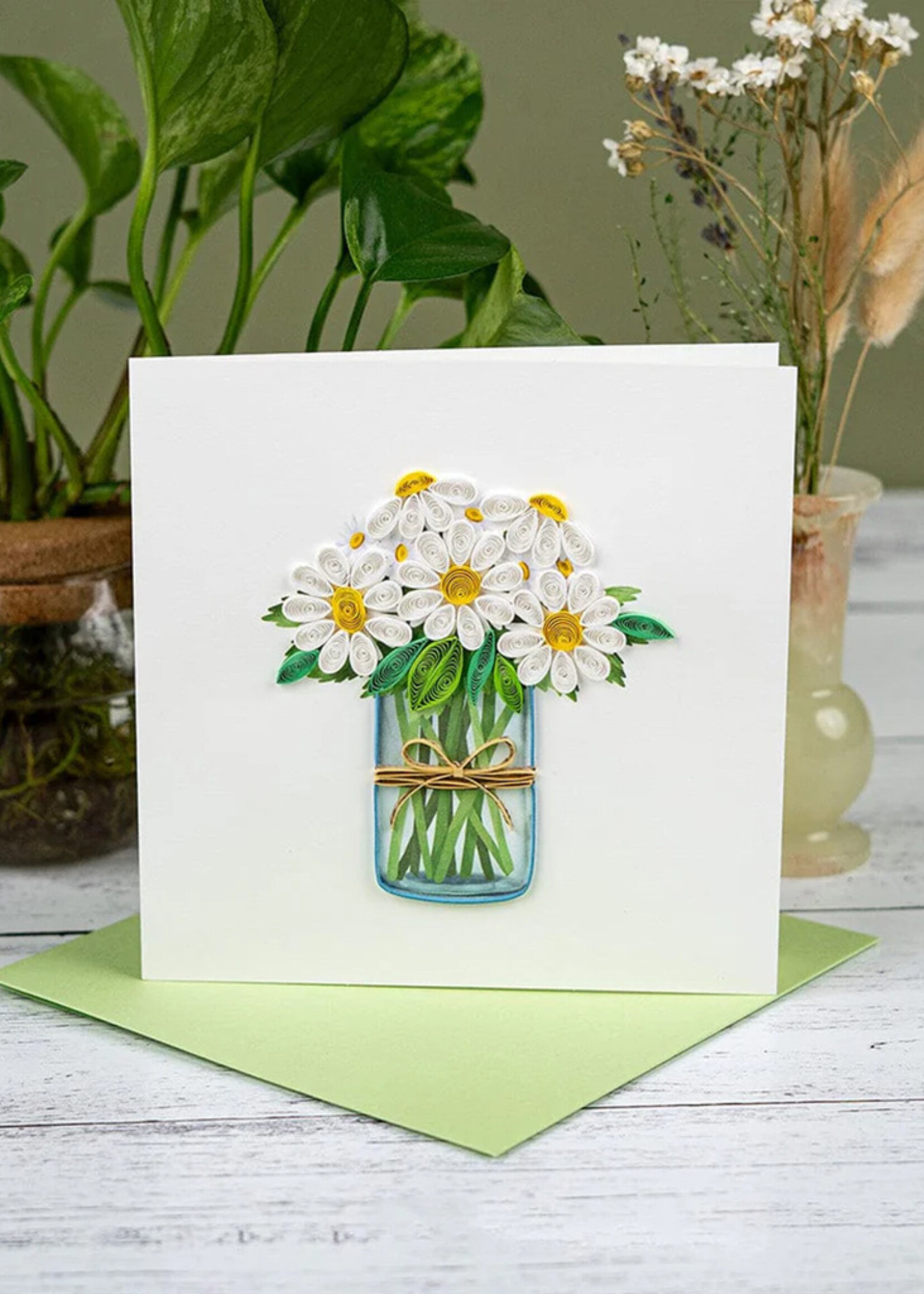 Quilling Cards White Daisies in Jar Quilling Card