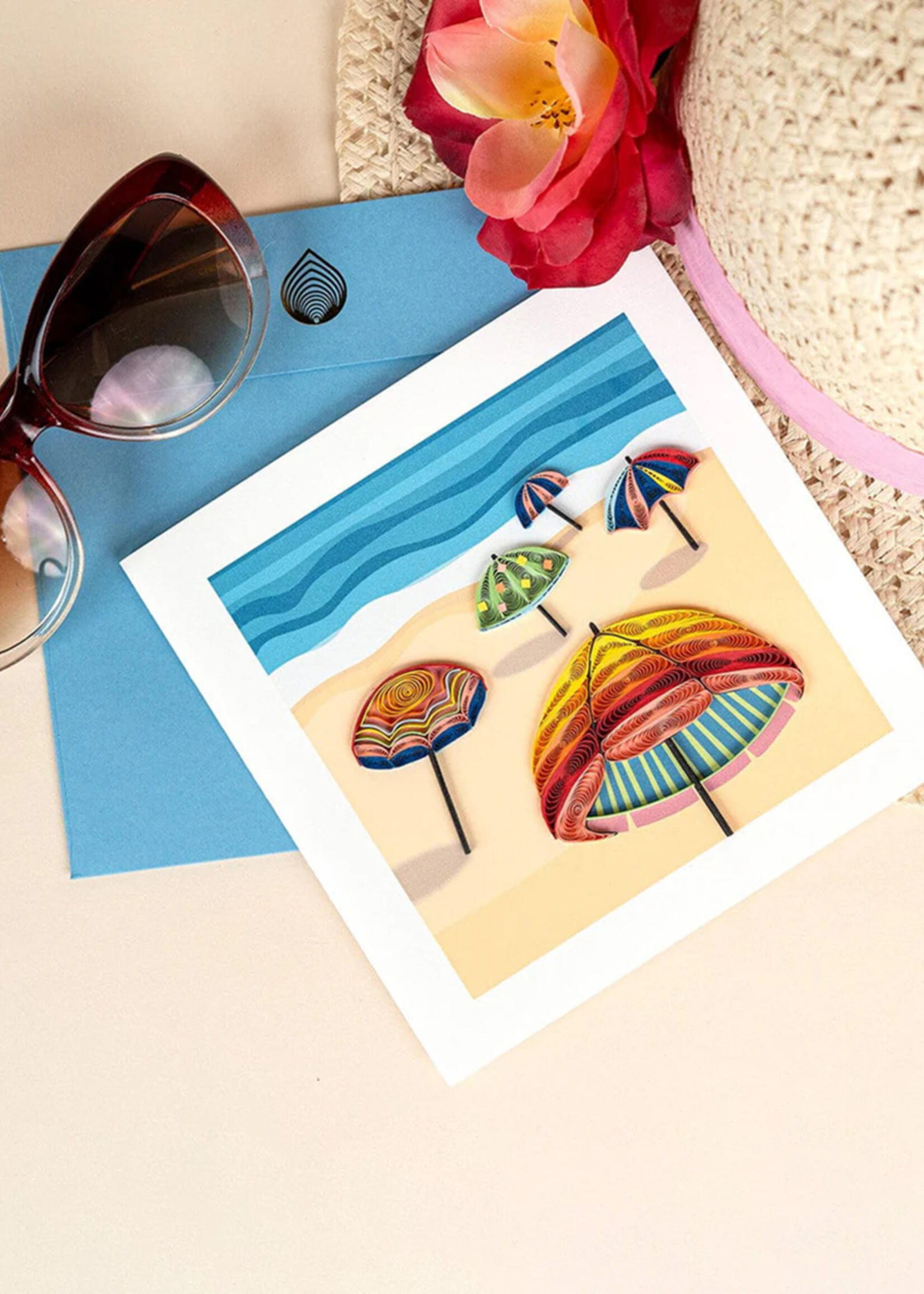 Quilling Cards Colorful Beach Umbrellas Quilling Card