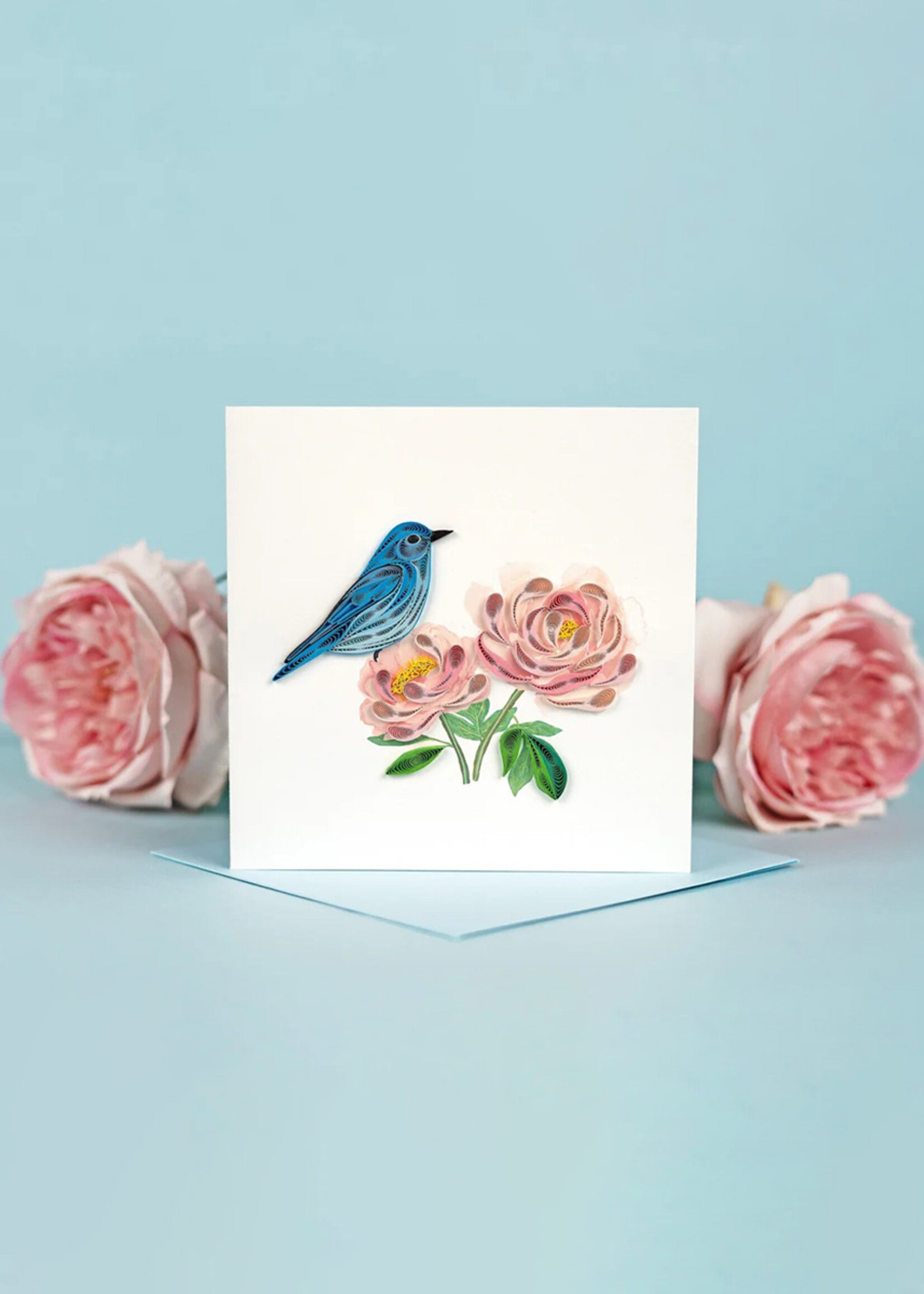 Quilling Cards Bluebird & Peonies Quilling Card