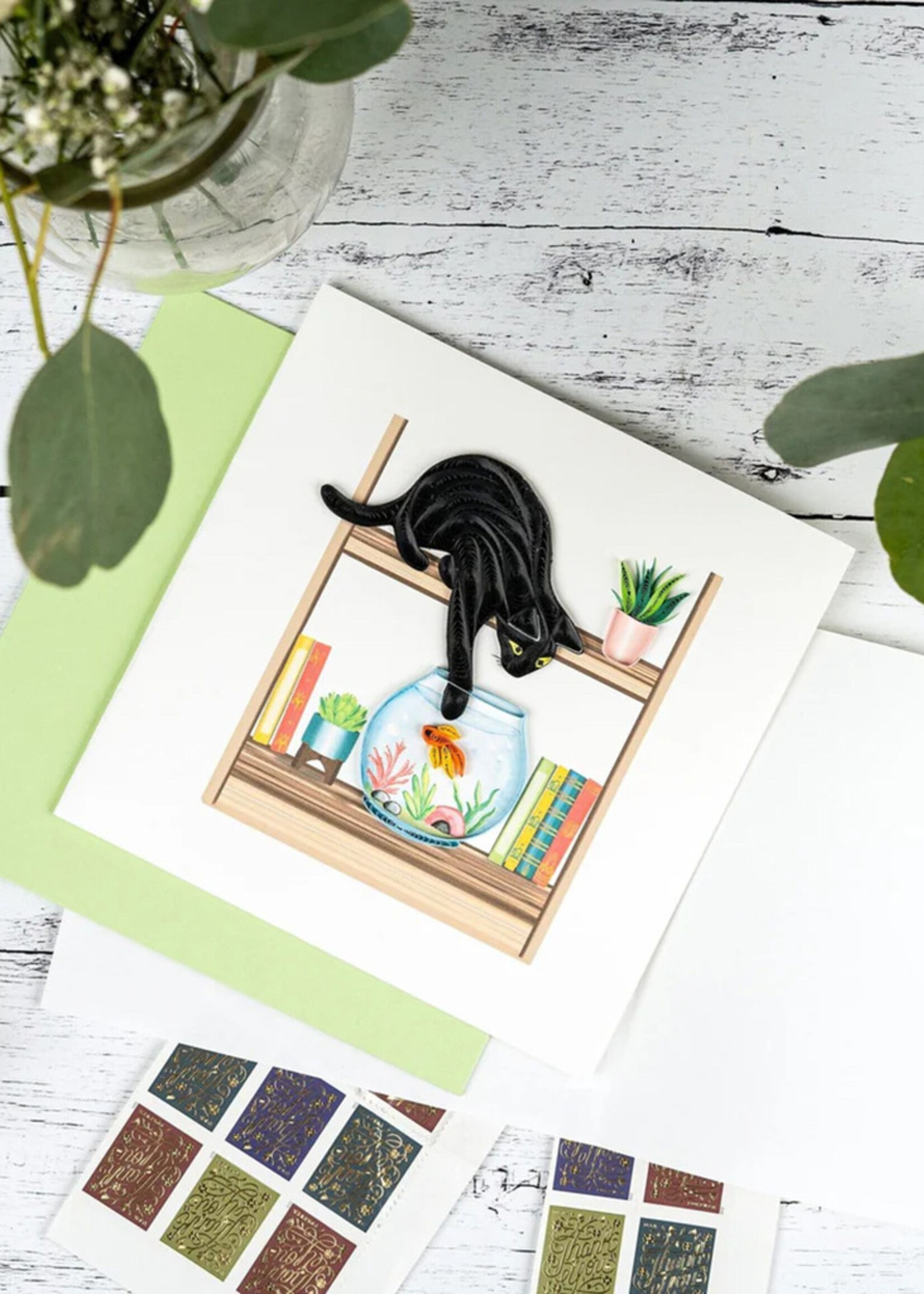 Quilling Cards Mischievous Cat Quilling Card