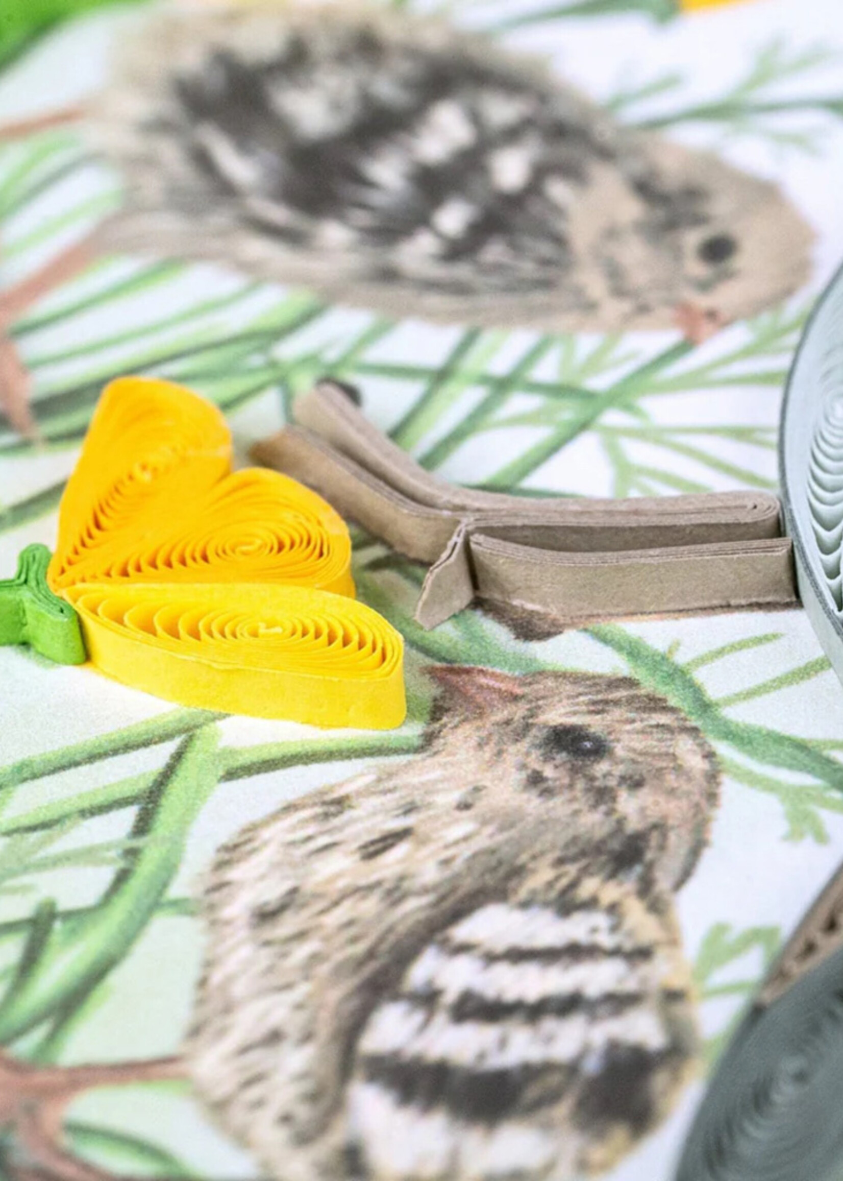 Quilling Cards Quail with Chicks & Poppies Quilling Card