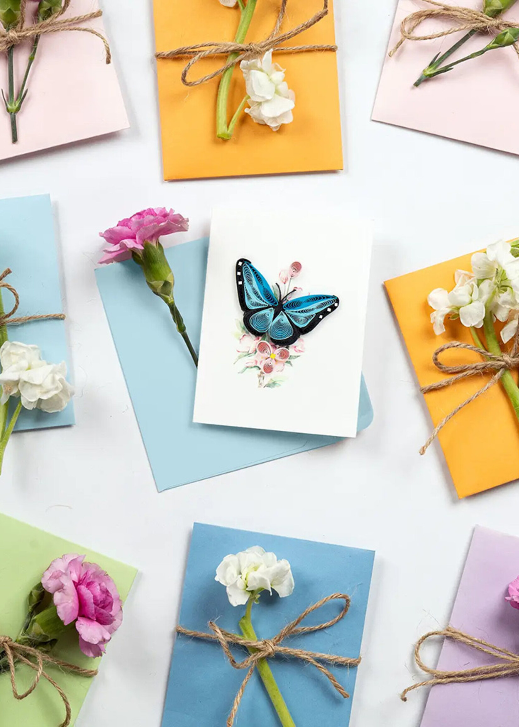 Quilling Cards Mini Blue Butterfly & Pink Flower Quilling Card