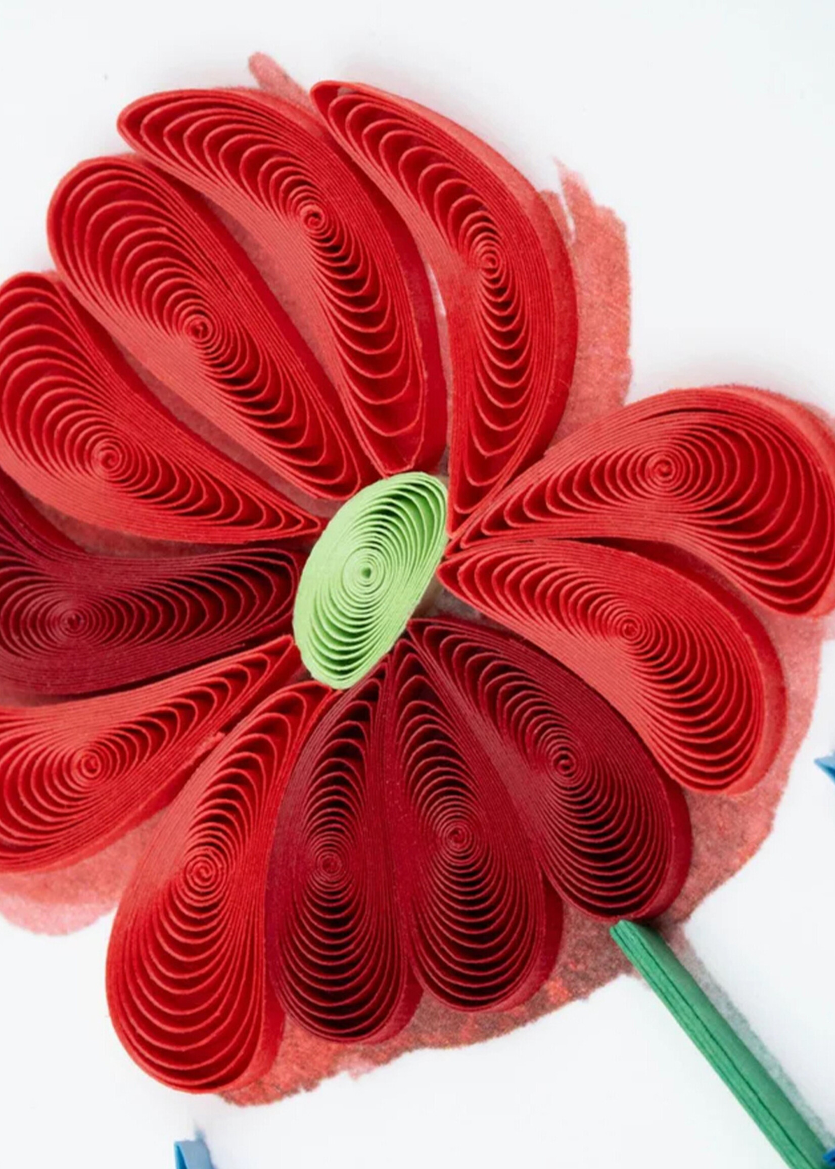 Quilling Cards Blue Cornflower & Poppies Quilling Card
