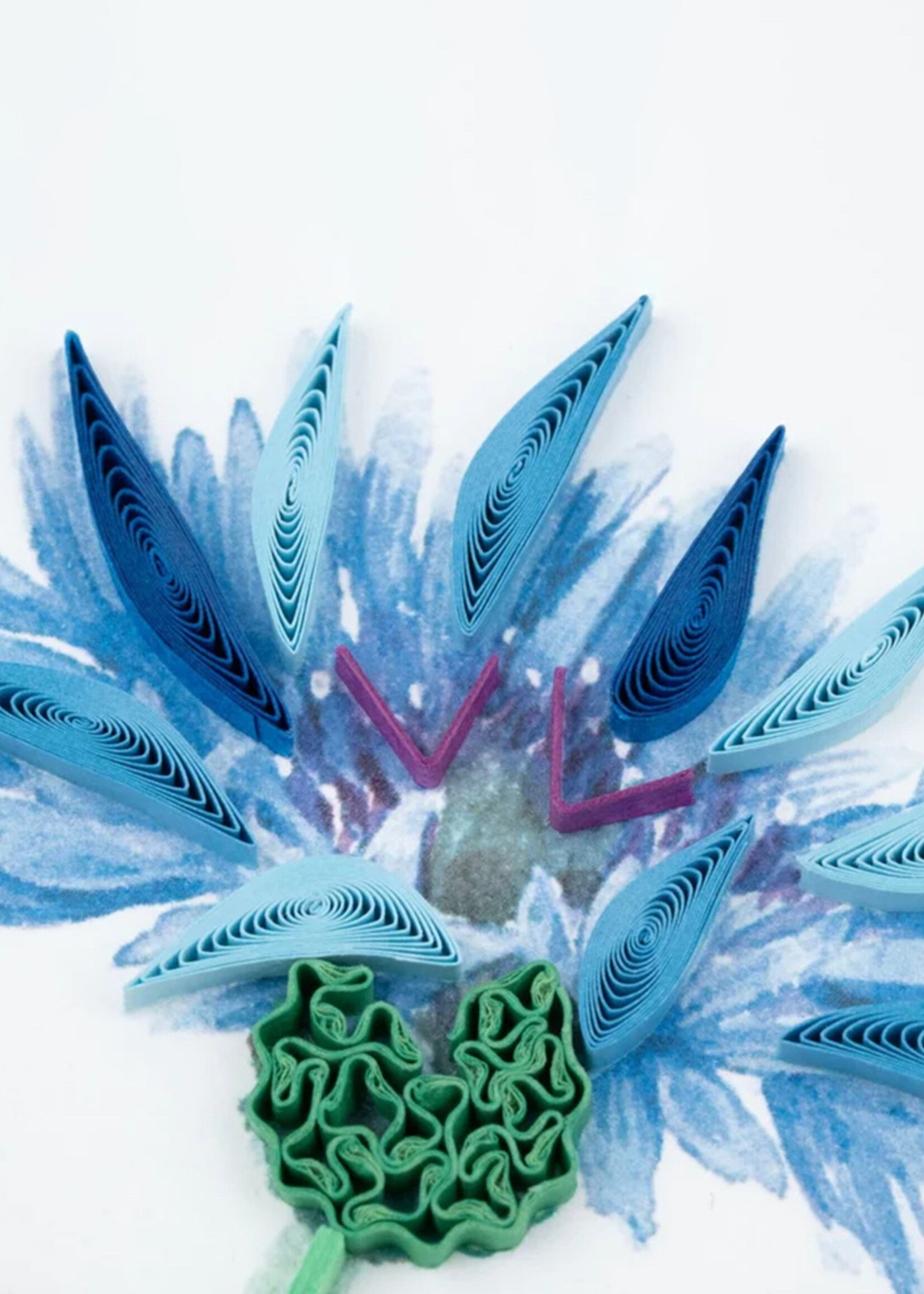 Quilling Cards Blue Cornflower & Poppies Quilling Card