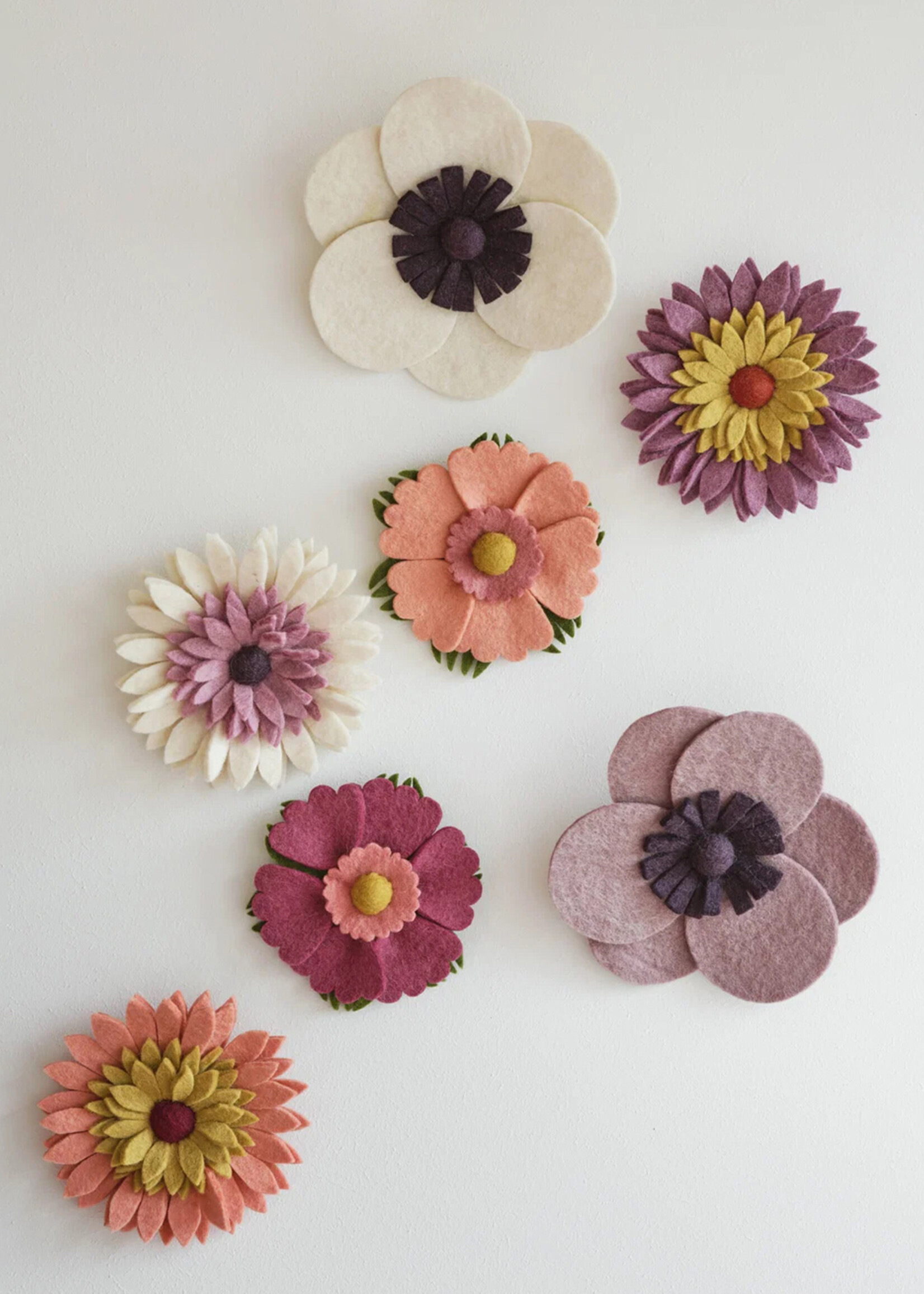 Gry and Sif 5.5" Autumn Anemone Felt Wall Flower