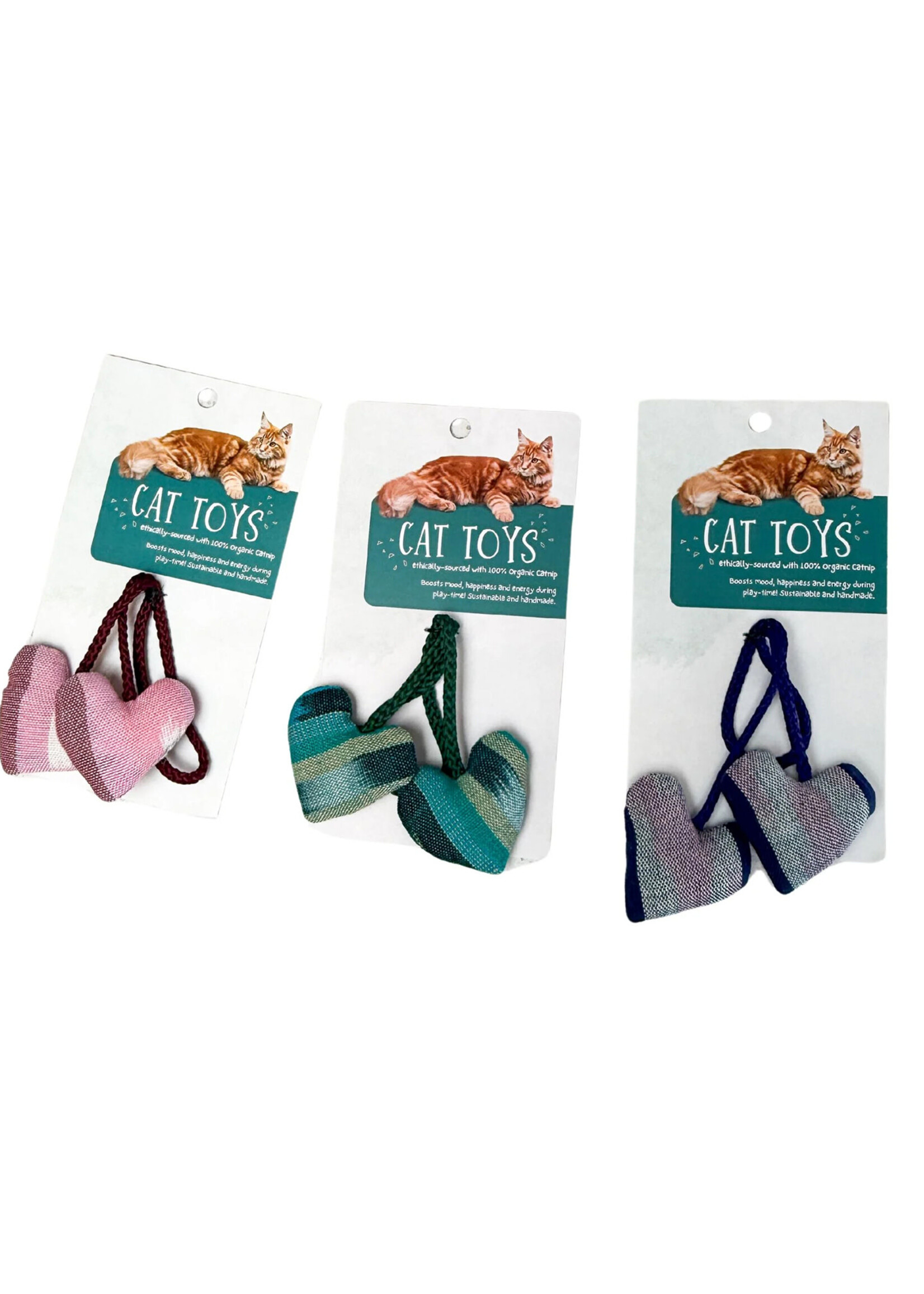 Upavim Organic Catnip Double Heart Cat Toy - Assorted Colors