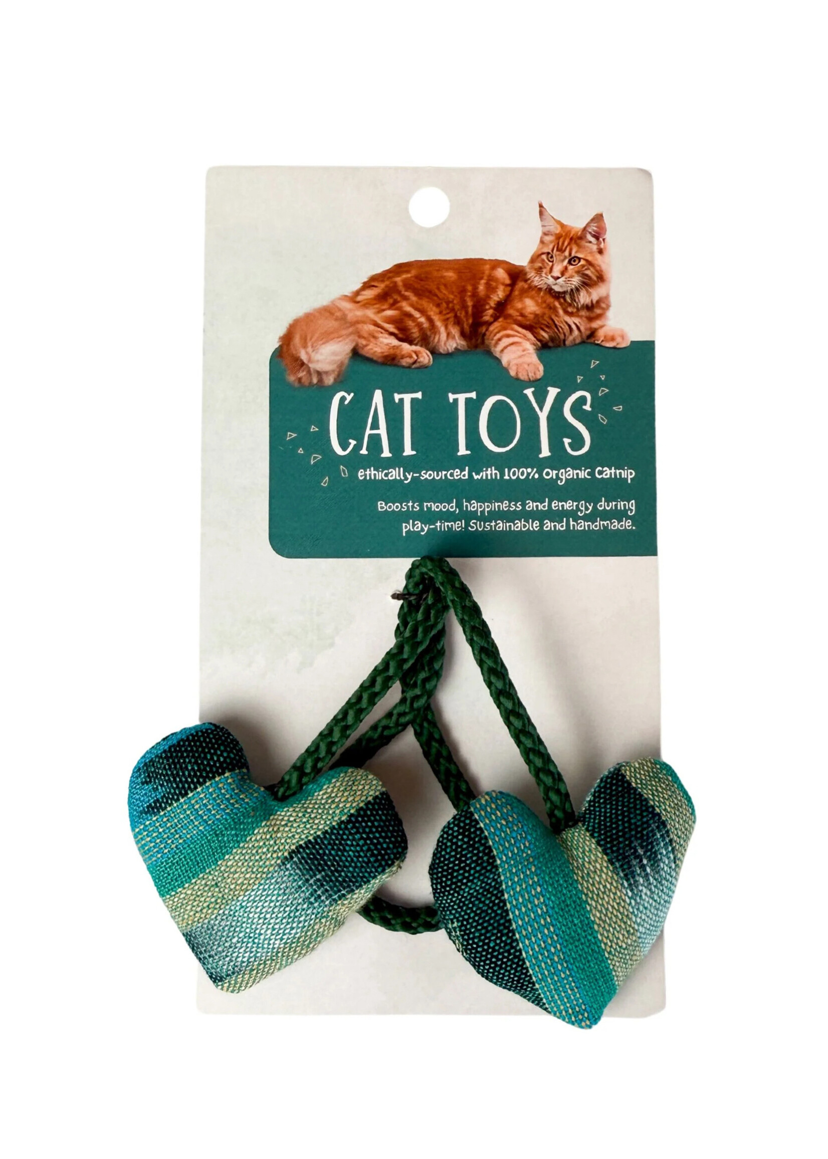 Upavim Organic Catnip Double Heart Cat Toy - Assorted Colors