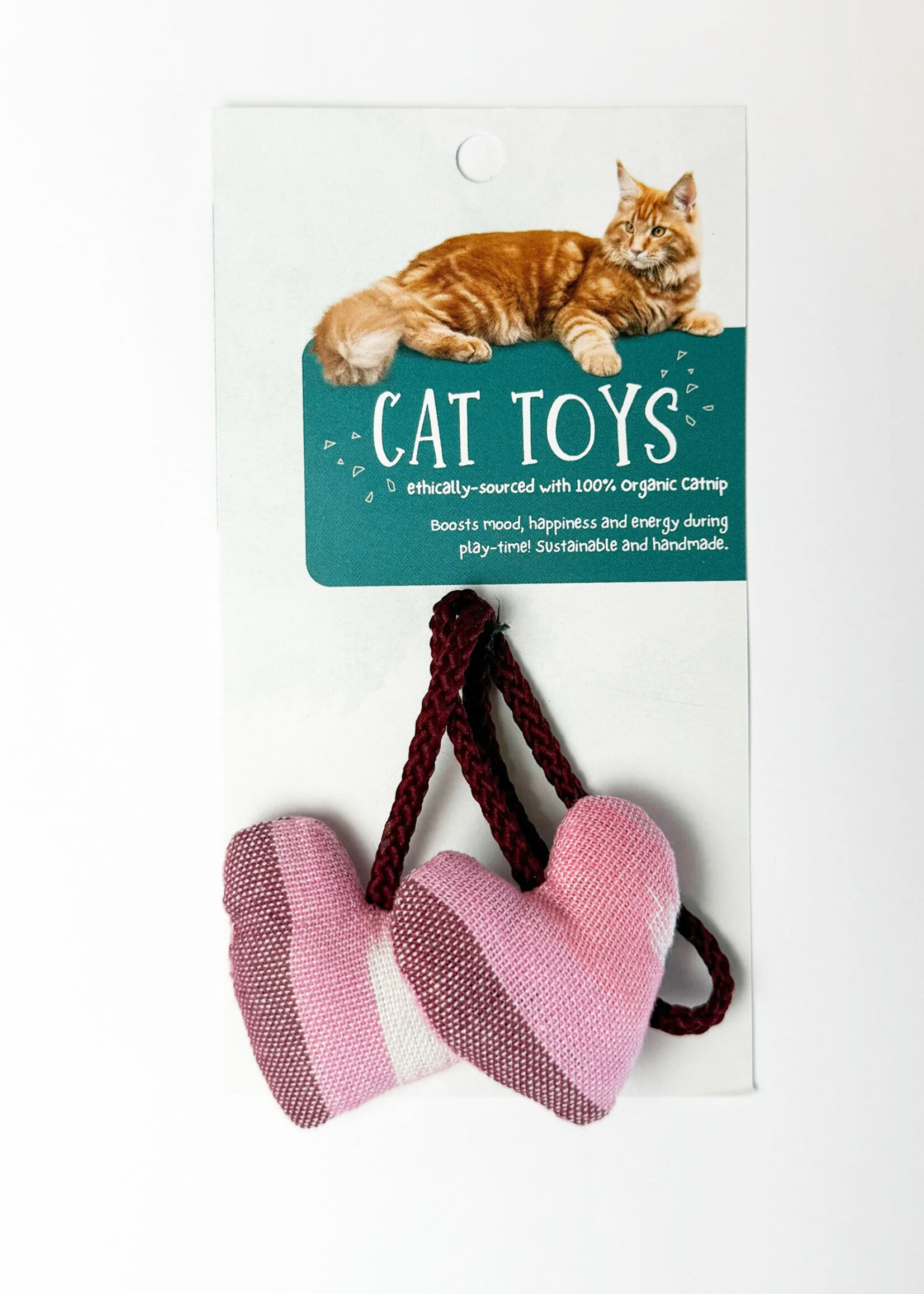 Upavim Organic Catnip Double Heart Cat Toy - Assorted Colors