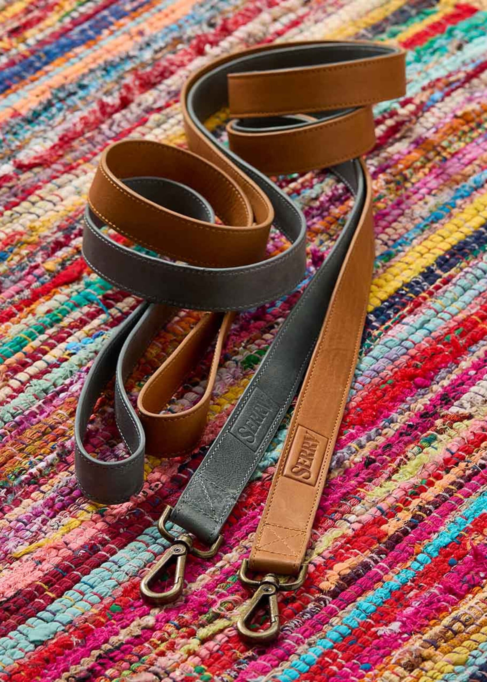 SERRV Mist Gray Leather Pet Leash