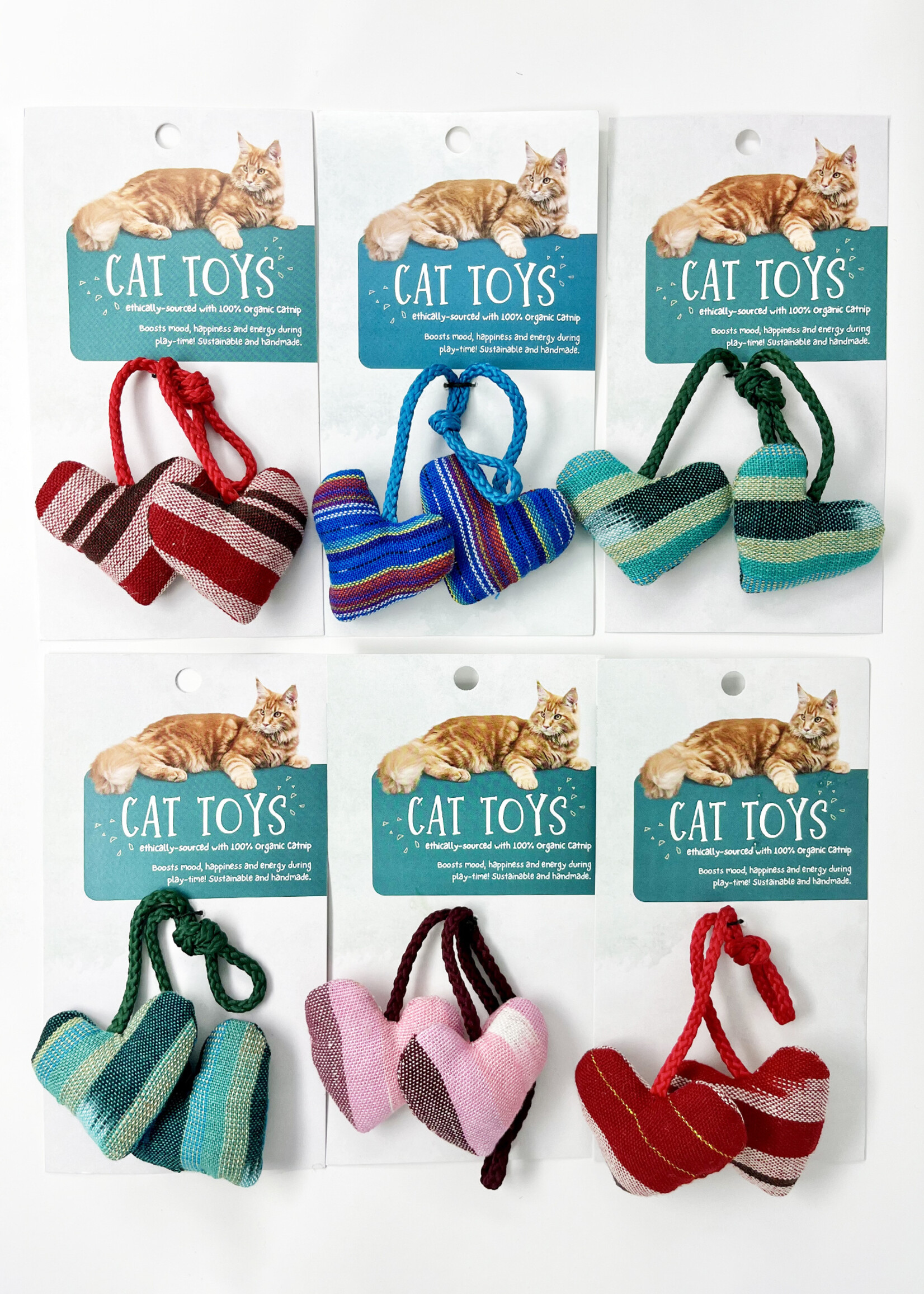 Upavim Organic Catnip Double Heart Cat Toy - Assorted Colors