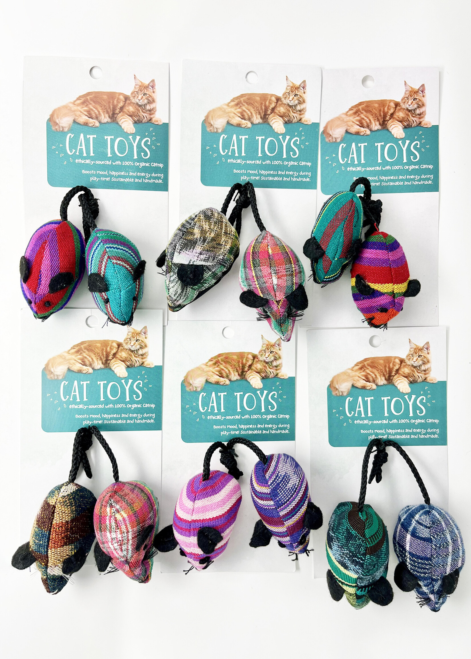 Upavim Organic Catnip Mice Cat Toy - Assorted Colors