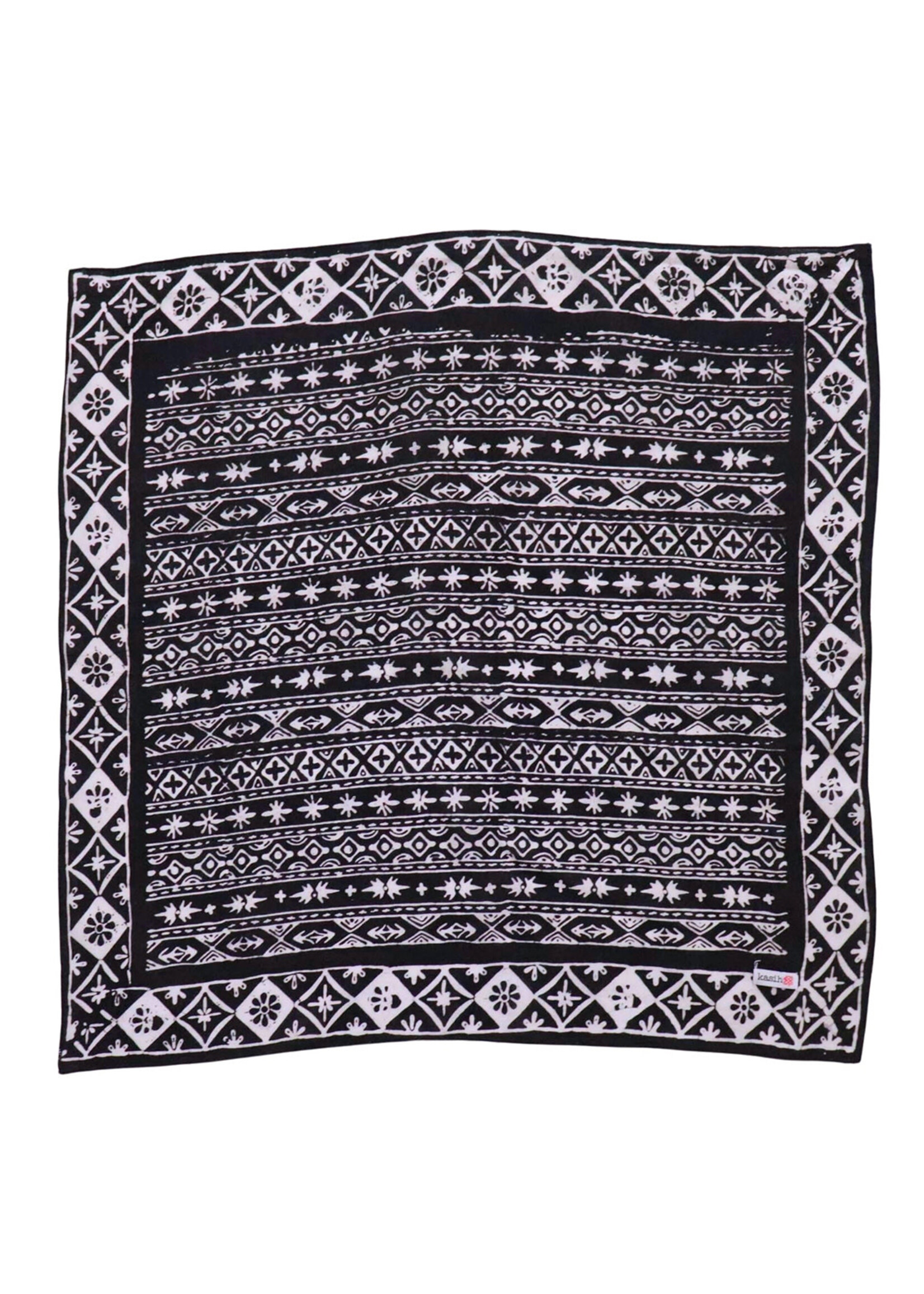 Kasih Co-op Black & White Geometric Batik Bandana