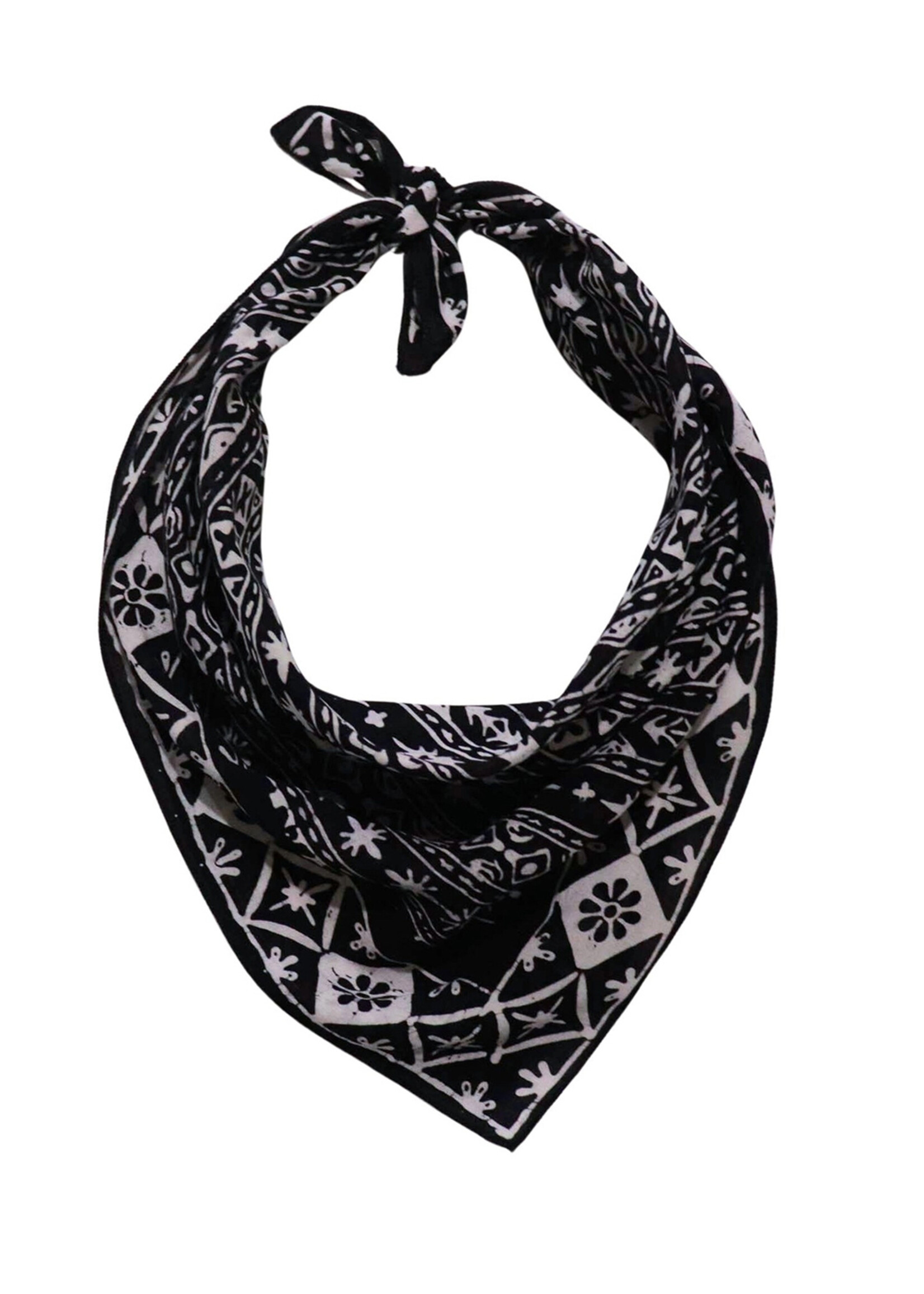 Kasih Co-op Black & White Geometric Batik Bandana