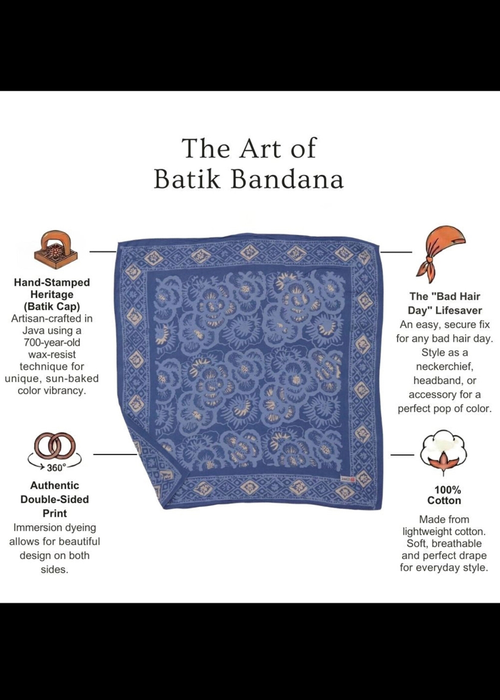 Kasih Co-op Blue Rose Batik Bandana