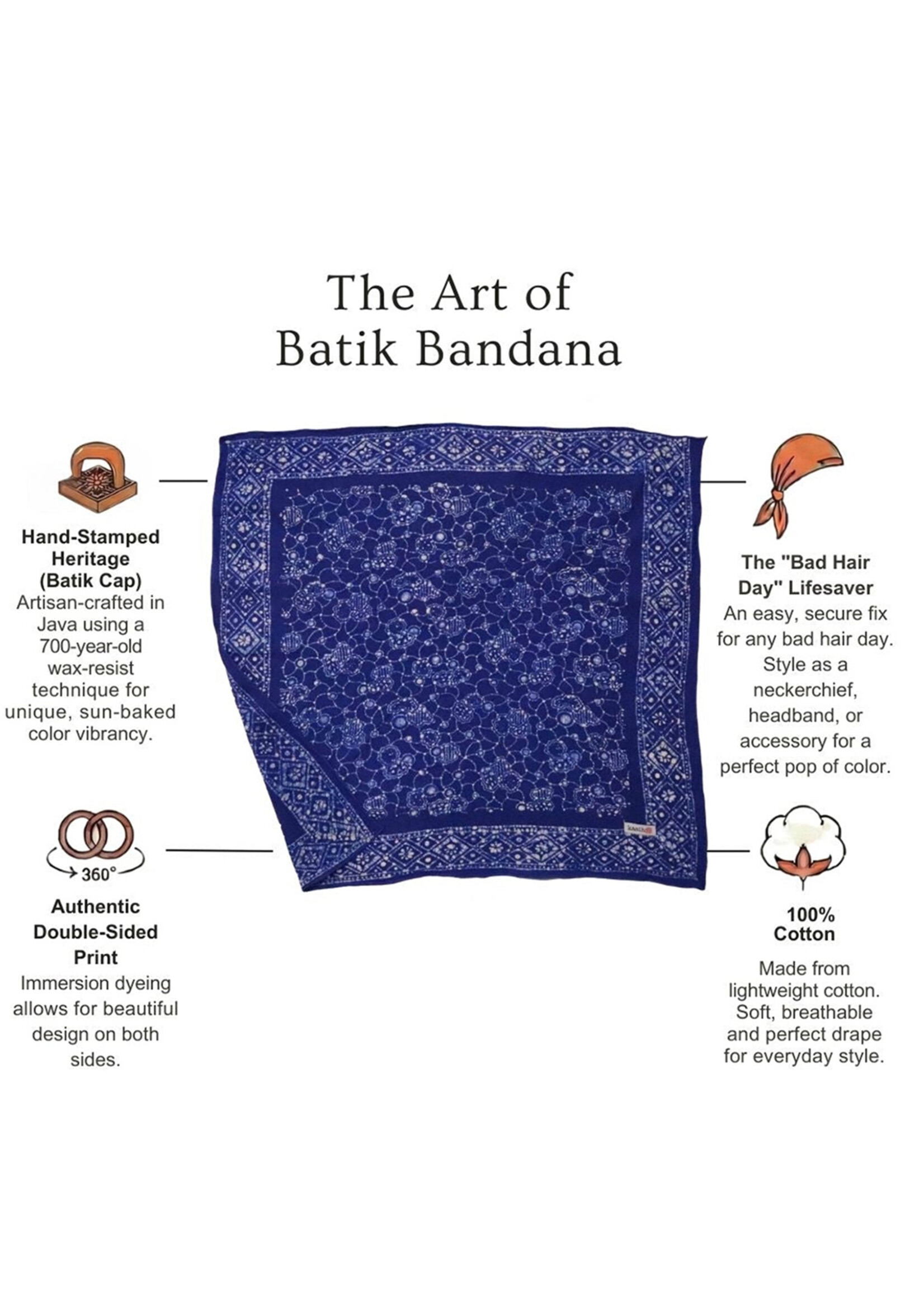 Kasih Co-op Boulder Blue Batik Bandana