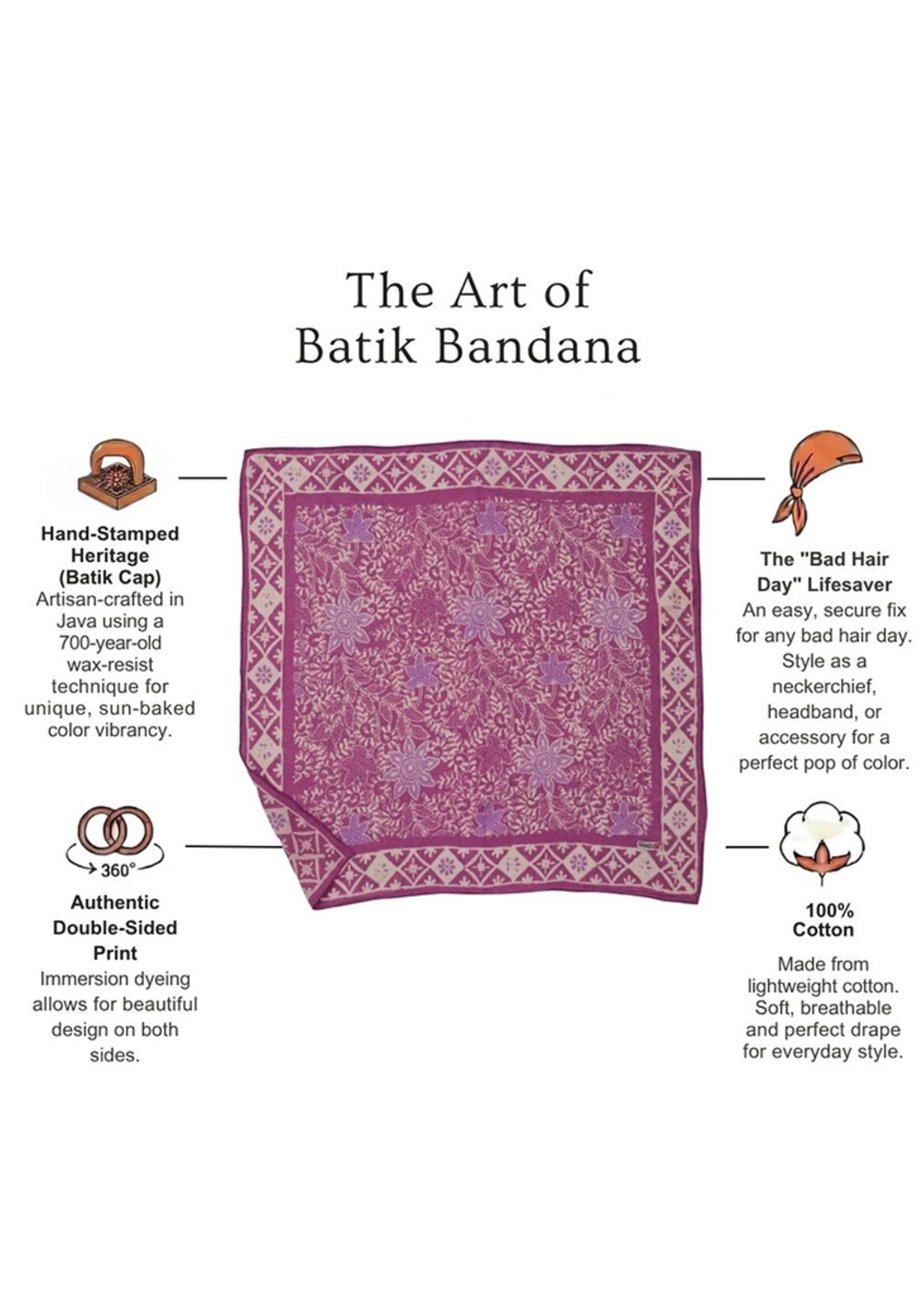 Kasih Co-op Pink Lilac Batik Bandana