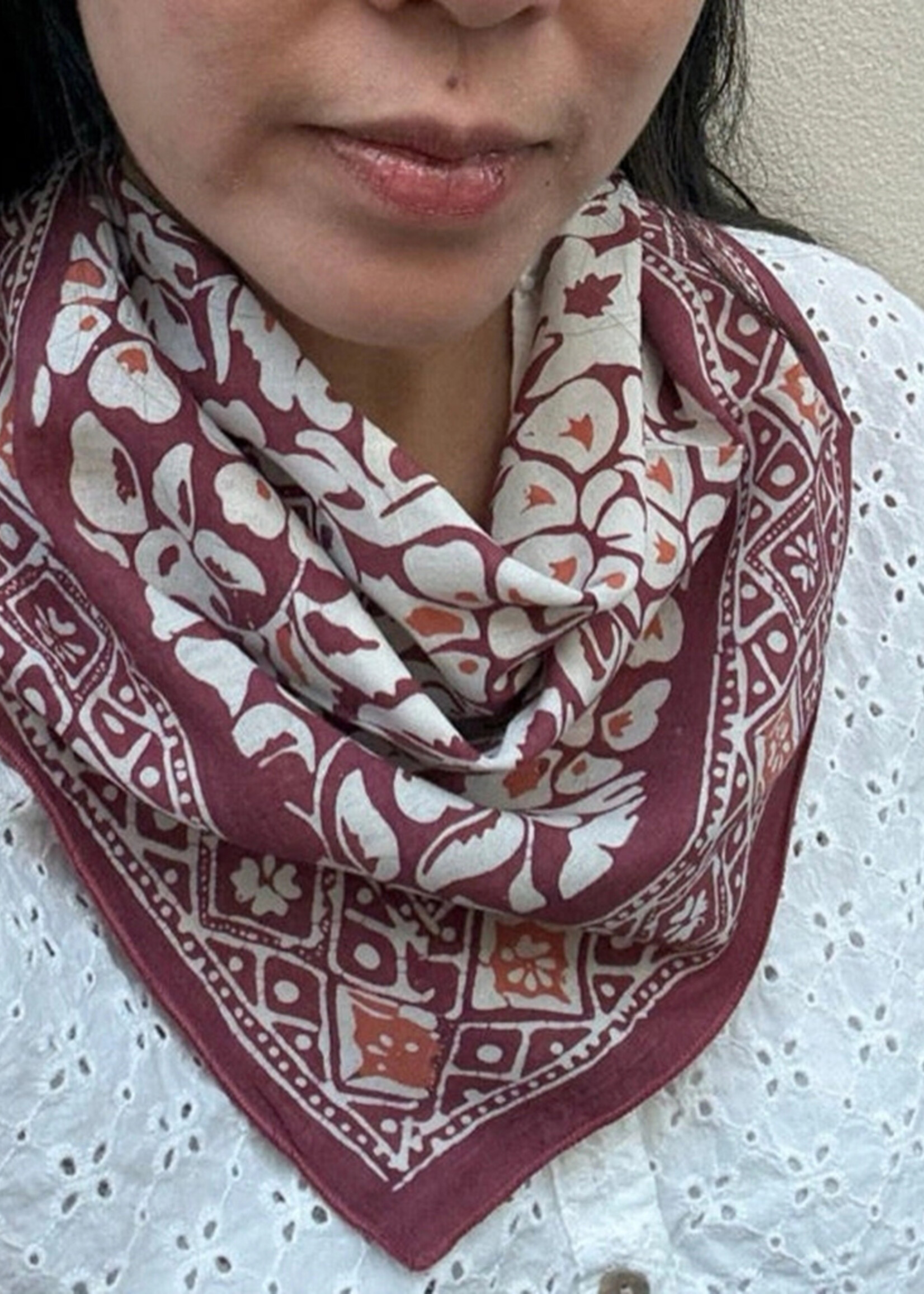 Kasih Co-op Plum Haze Floral Batik Bandana