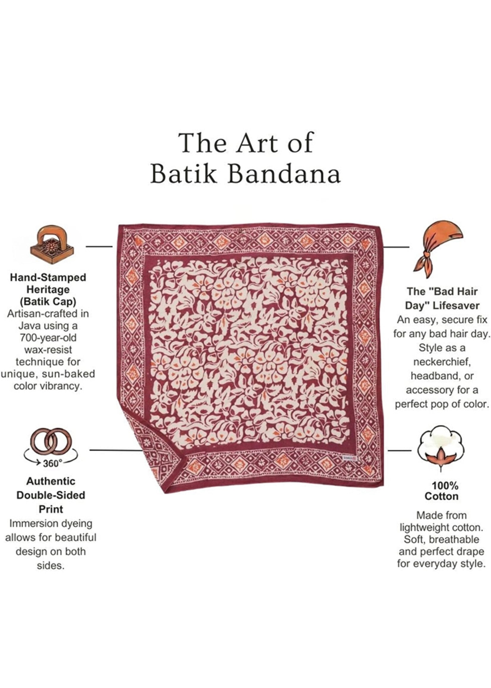 Kasih Co-op Plum Haze Floral Batik Bandana