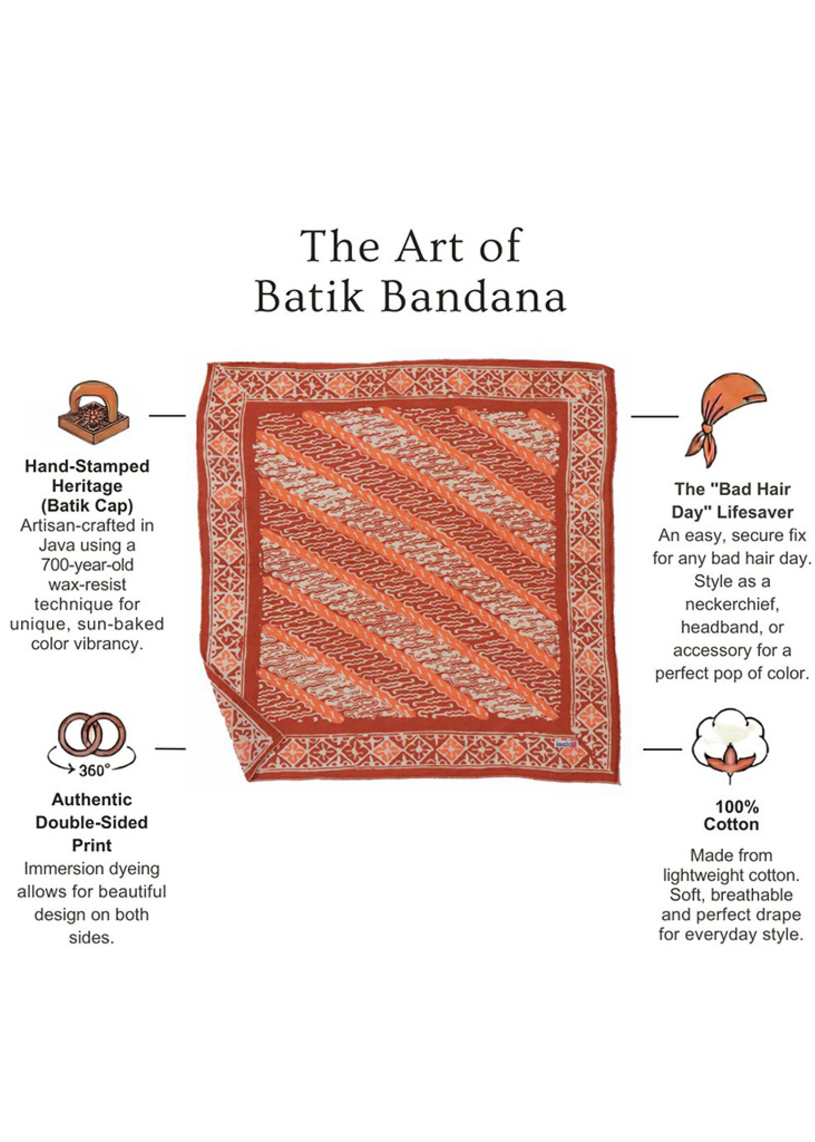 Kasih Co-op Peach Coral Rain Batik Bandana