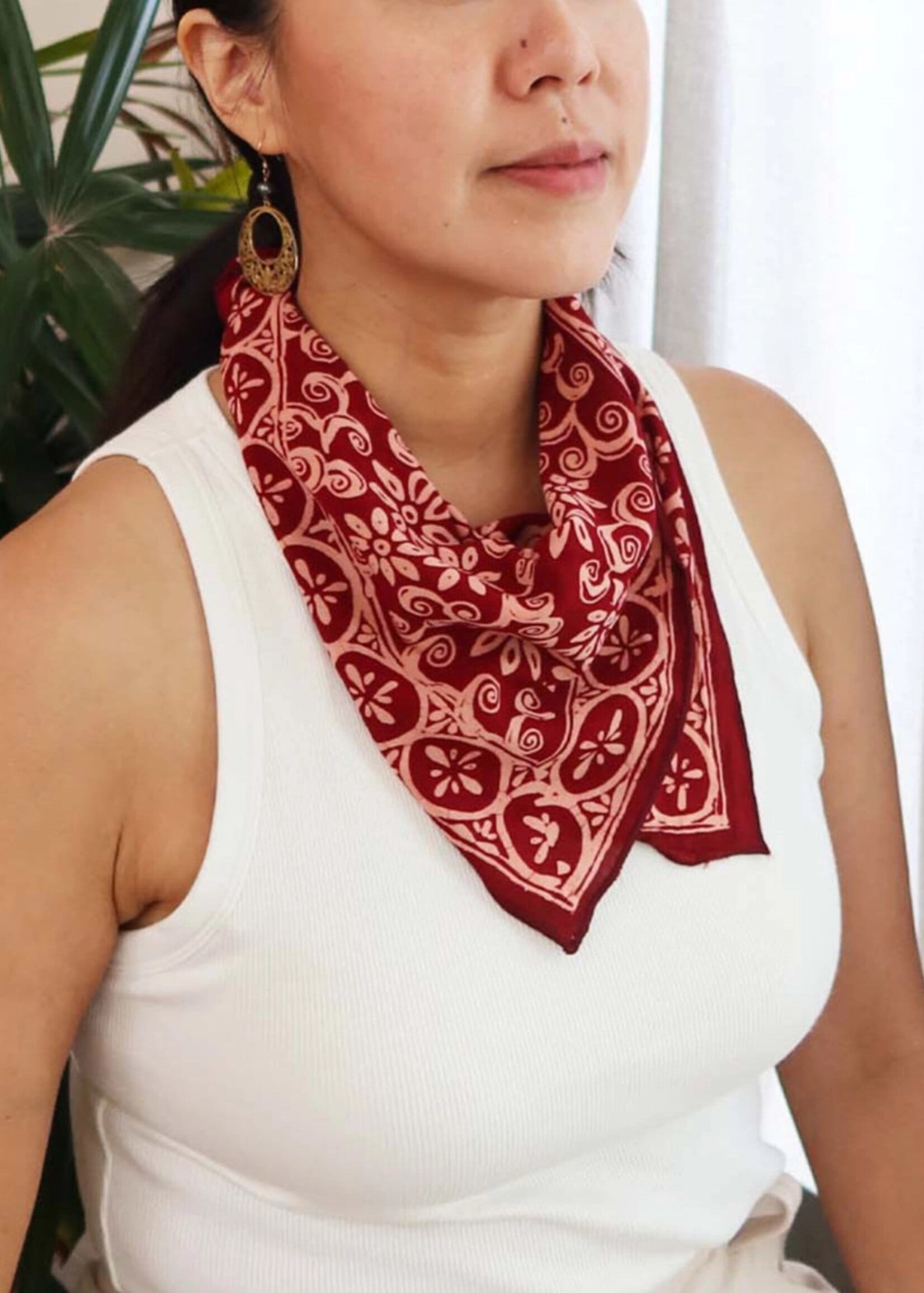 Kasih Co-op Red Loop Burgundy Batik Bandana