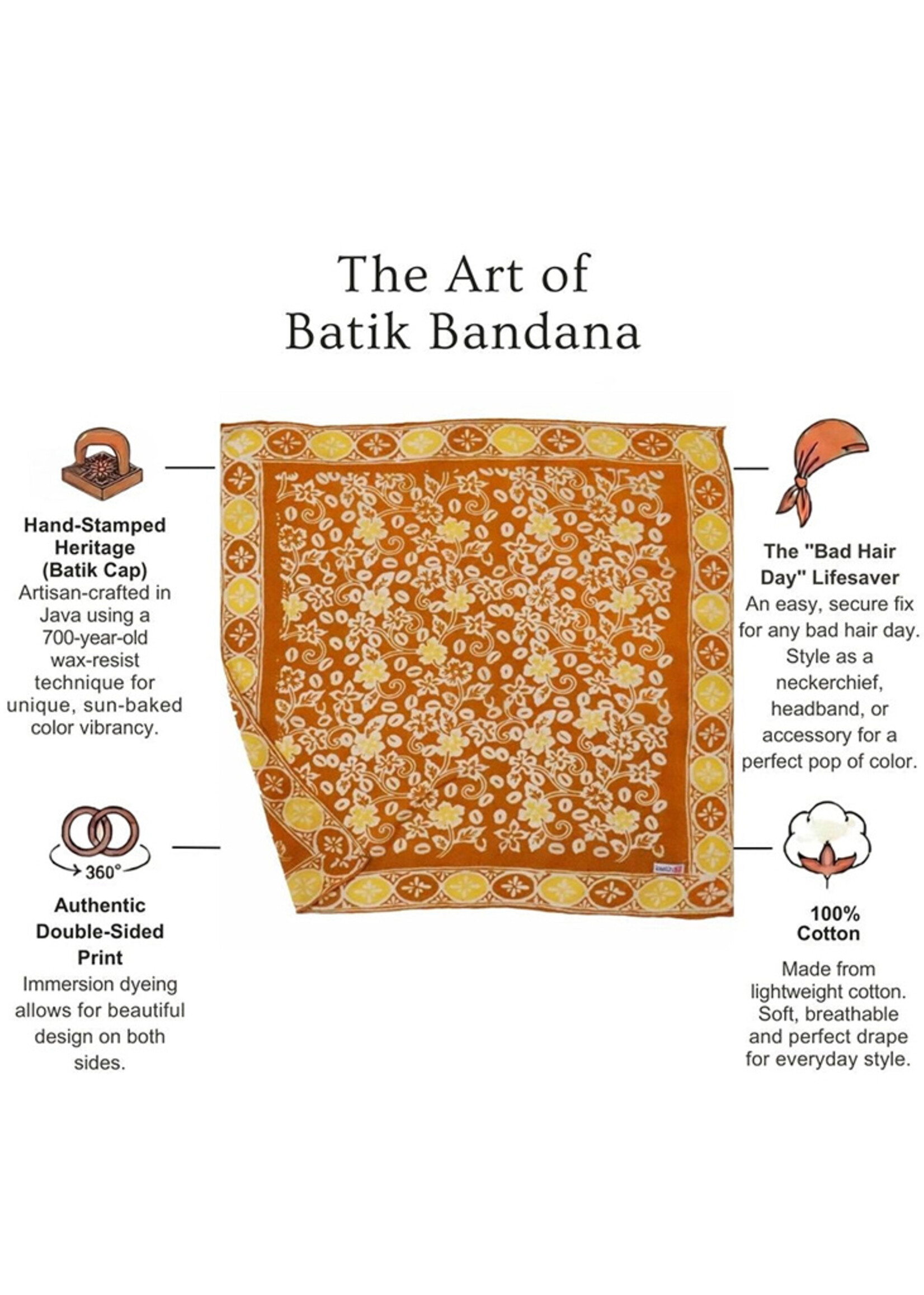 Kasih Co-op Scarlet Sunset Batik Bandana