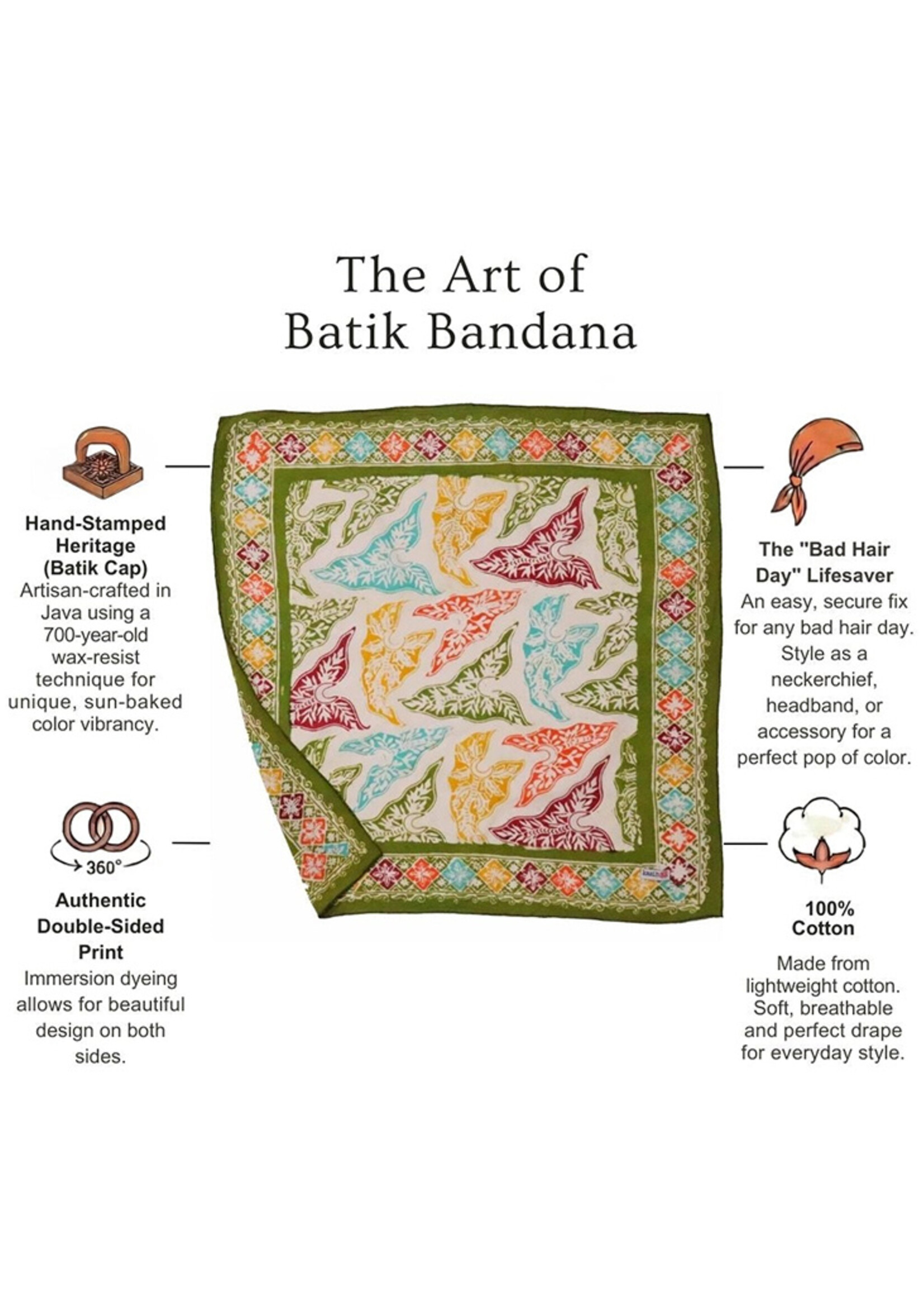 Kasih Co-op Tropical Tapestry Batik Bandana