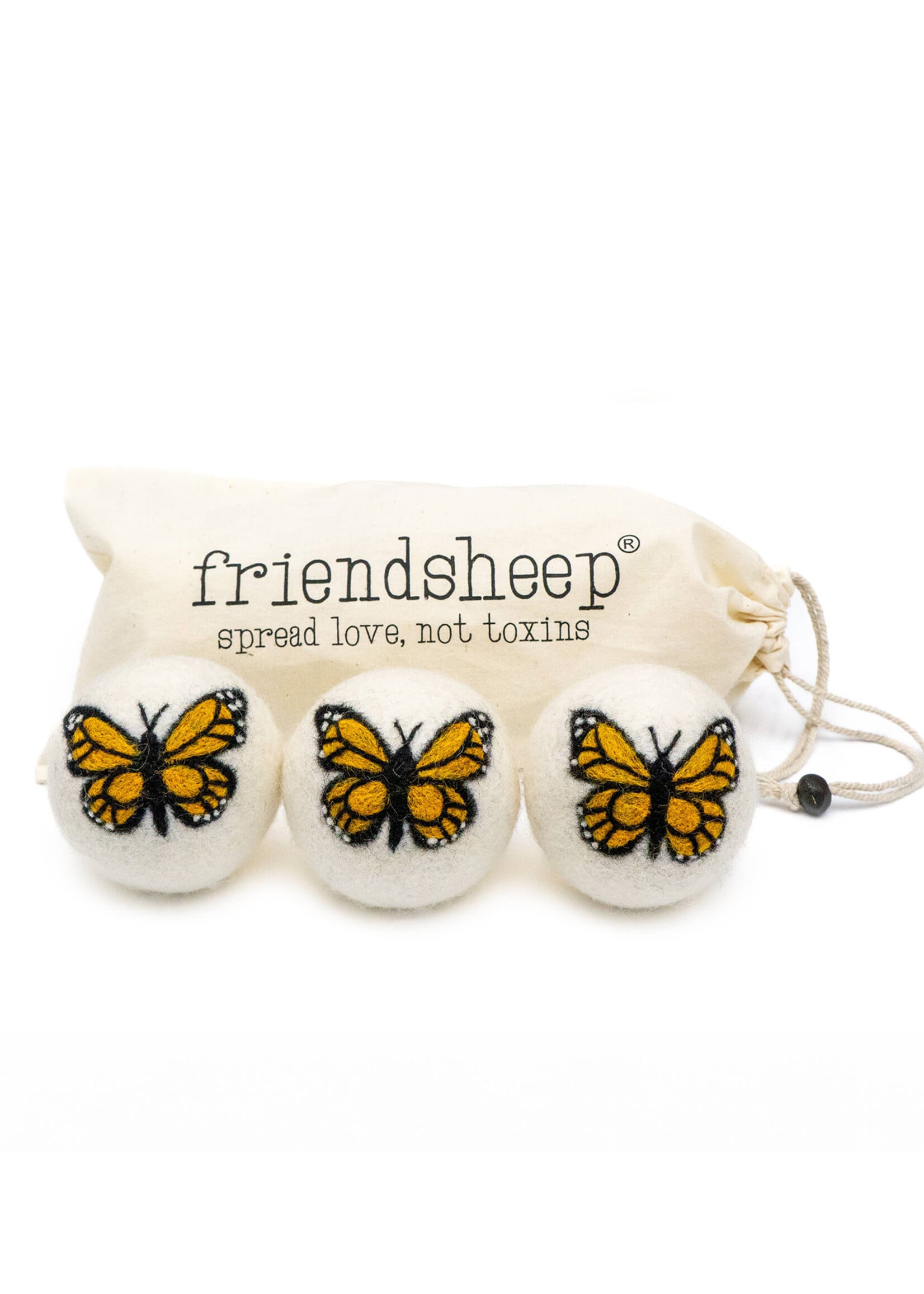 Friendsheep Felt Dryer Ball Set - Monarch Butterfly