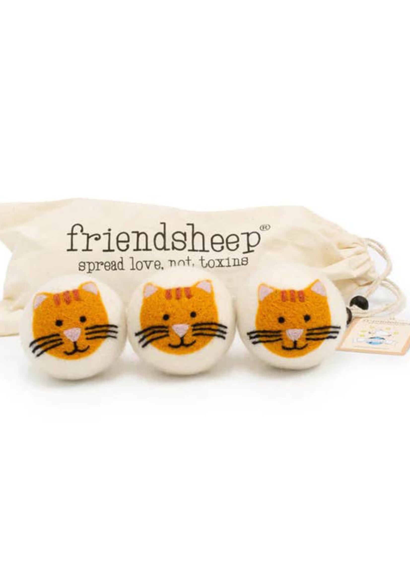Friendsheep Felt Dryer Ball Set - Orange Cool Cats