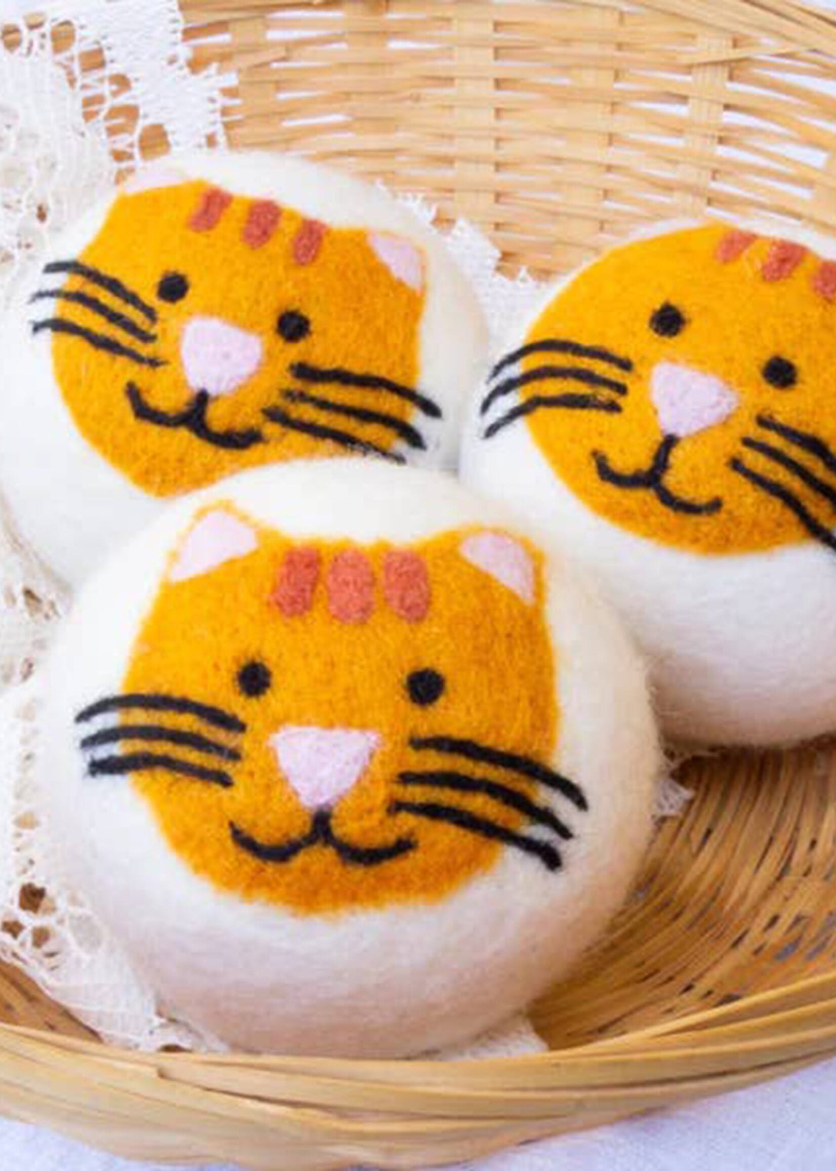 Friendsheep Felt Dryer Ball Set - Orange Cool Cats