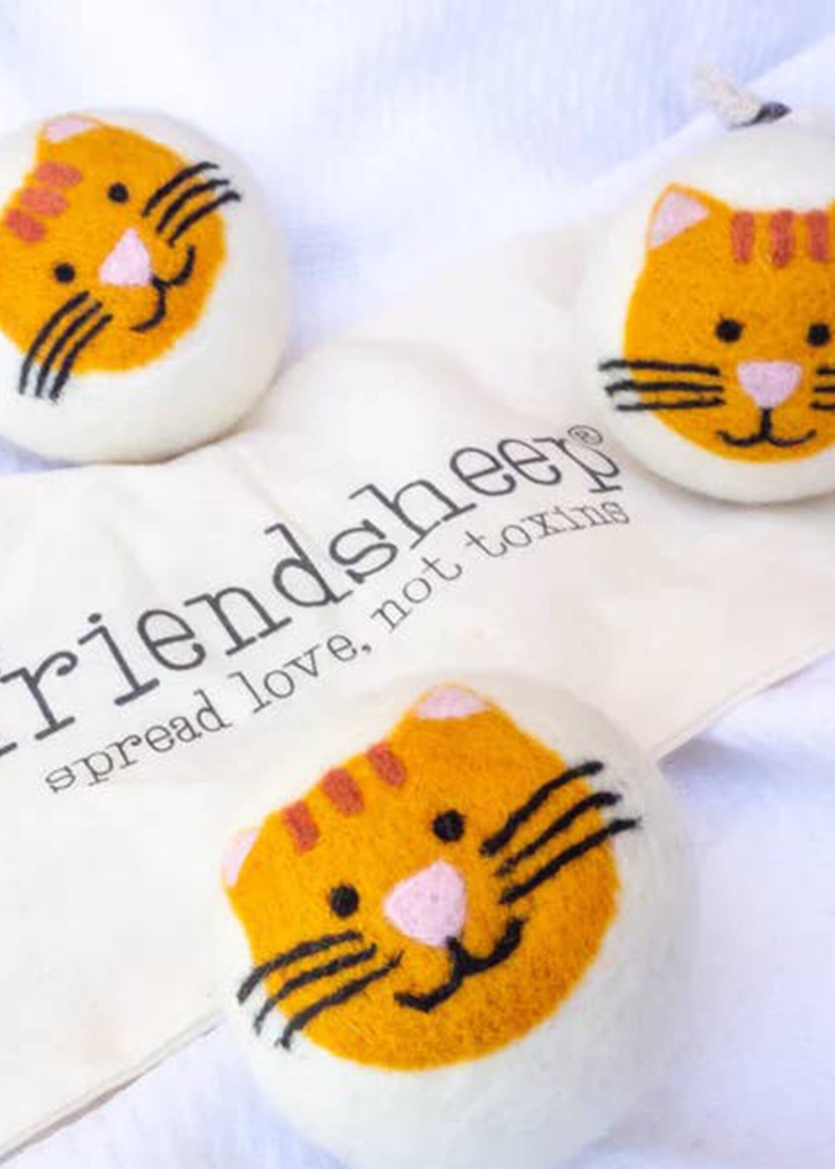 Friendsheep Felt Dryer Ball Set - Orange Cool Cats