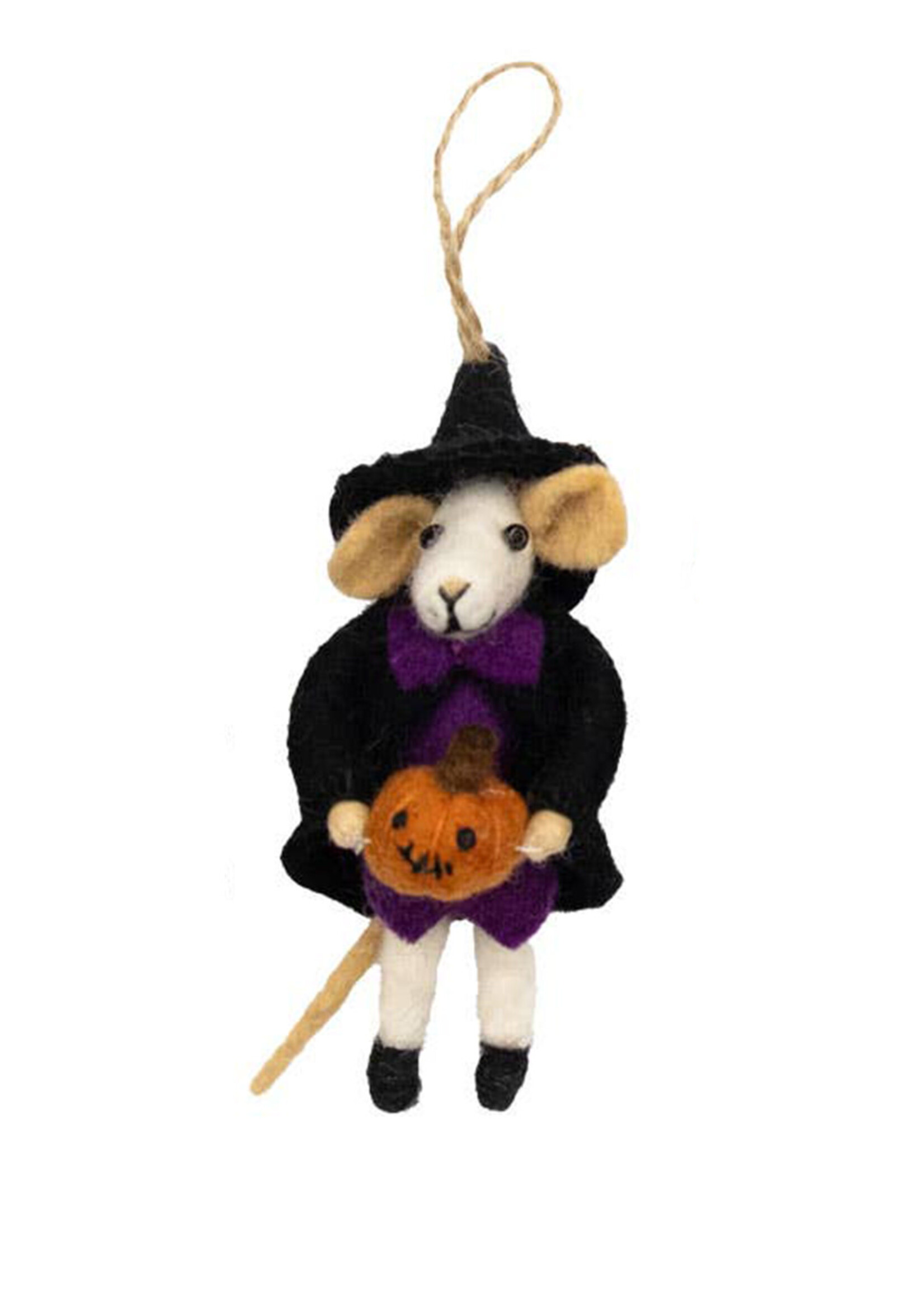 The Winding Road Felt Mice Witch Ornament