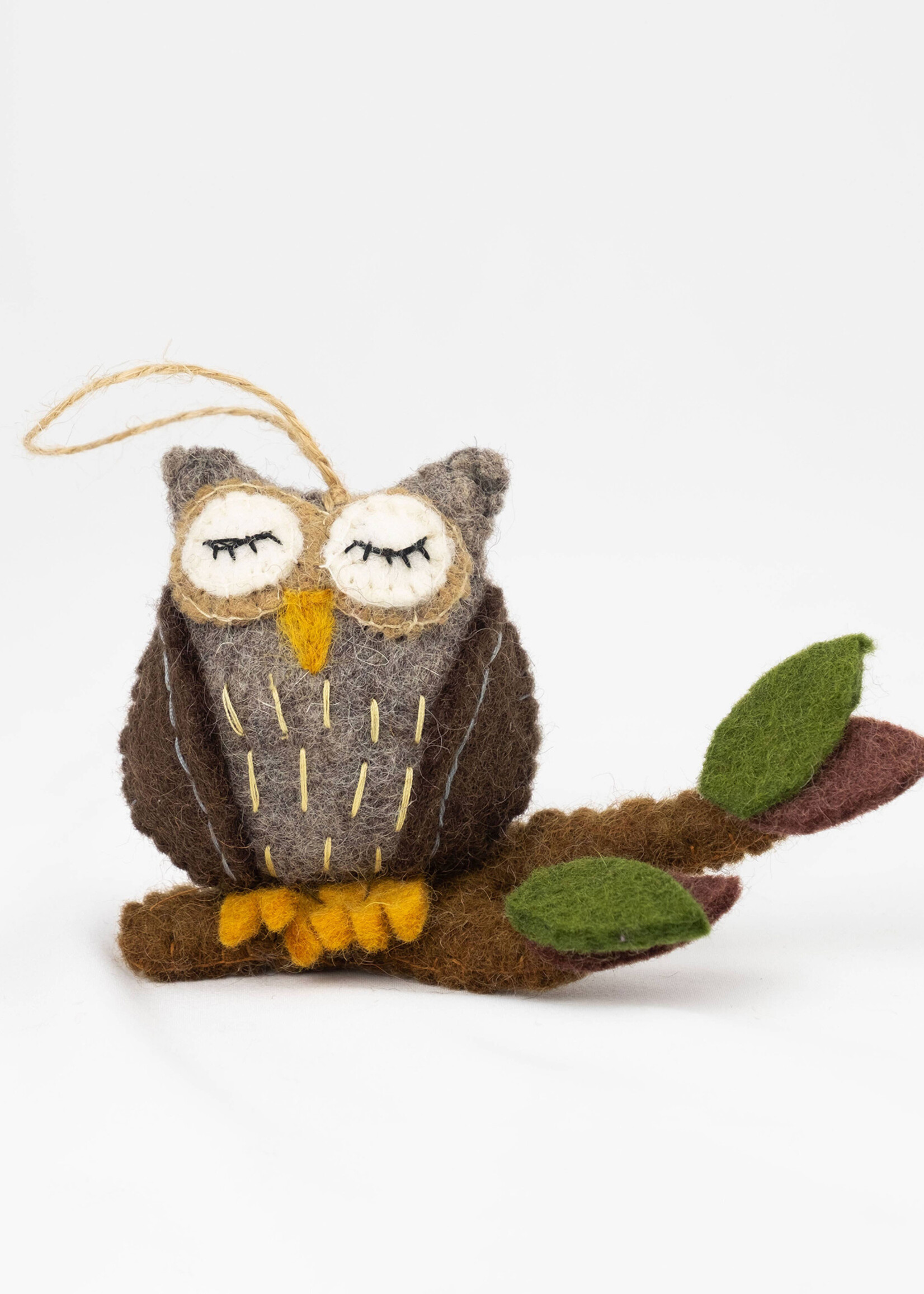 The Winding Road Felt Owl on Branch Ornament